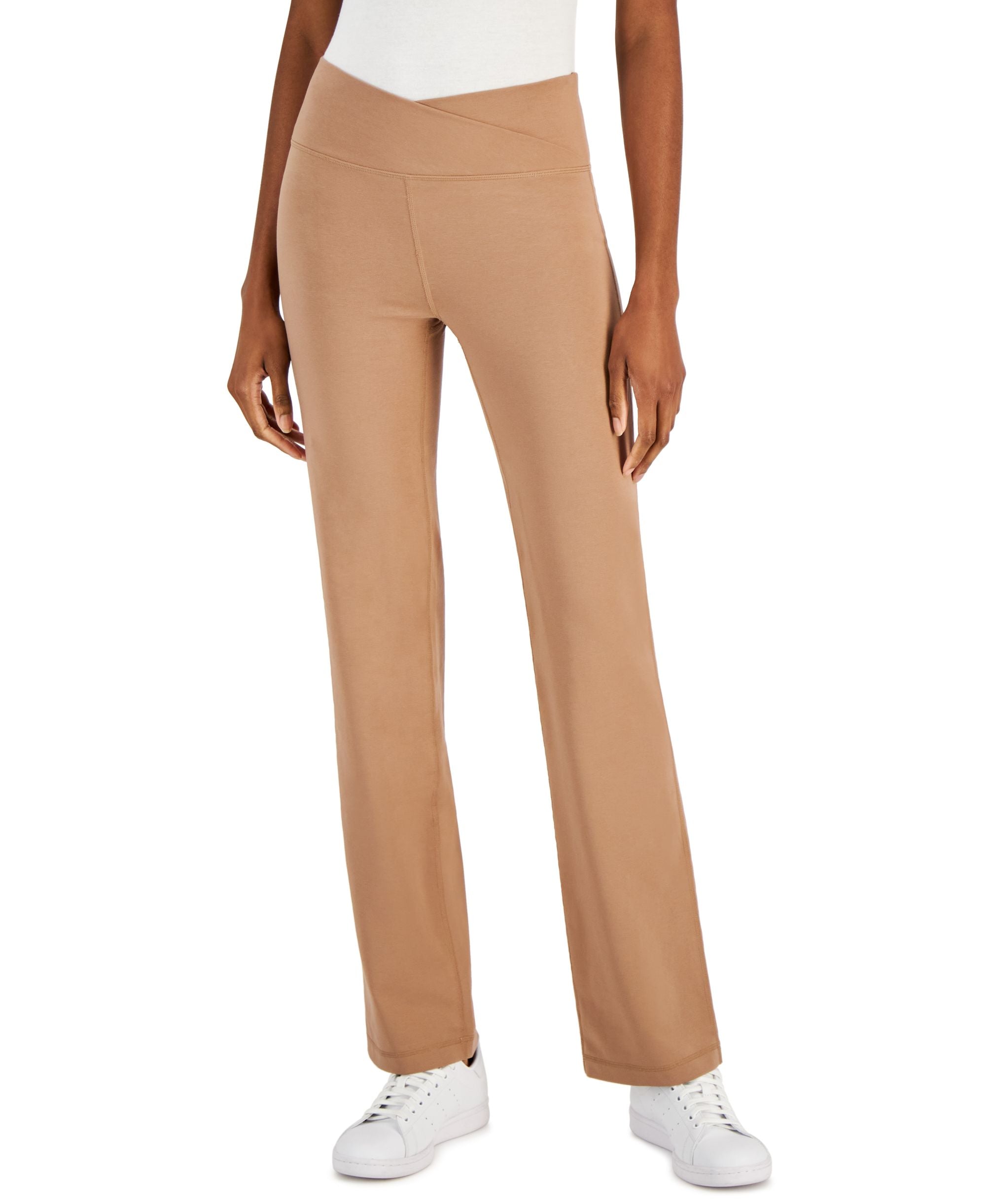 Petite Criss-Cross-Waistband Flare-Leg Pant