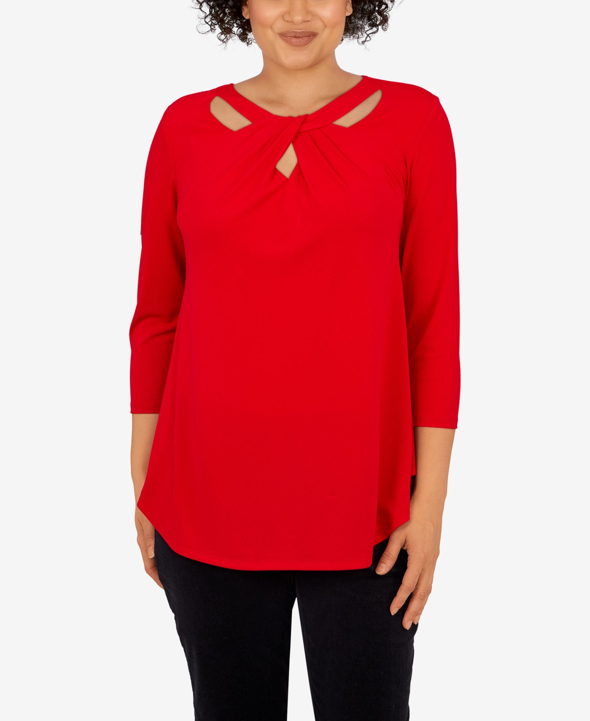 Ruby Rd. Petite Draped Solid Crepe Top