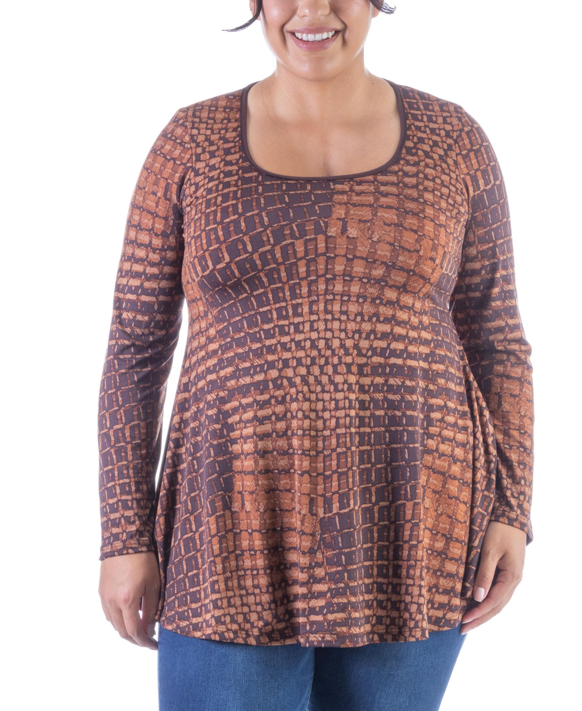 Plus Size Scoop Neck Long Sleeve Tunic Top