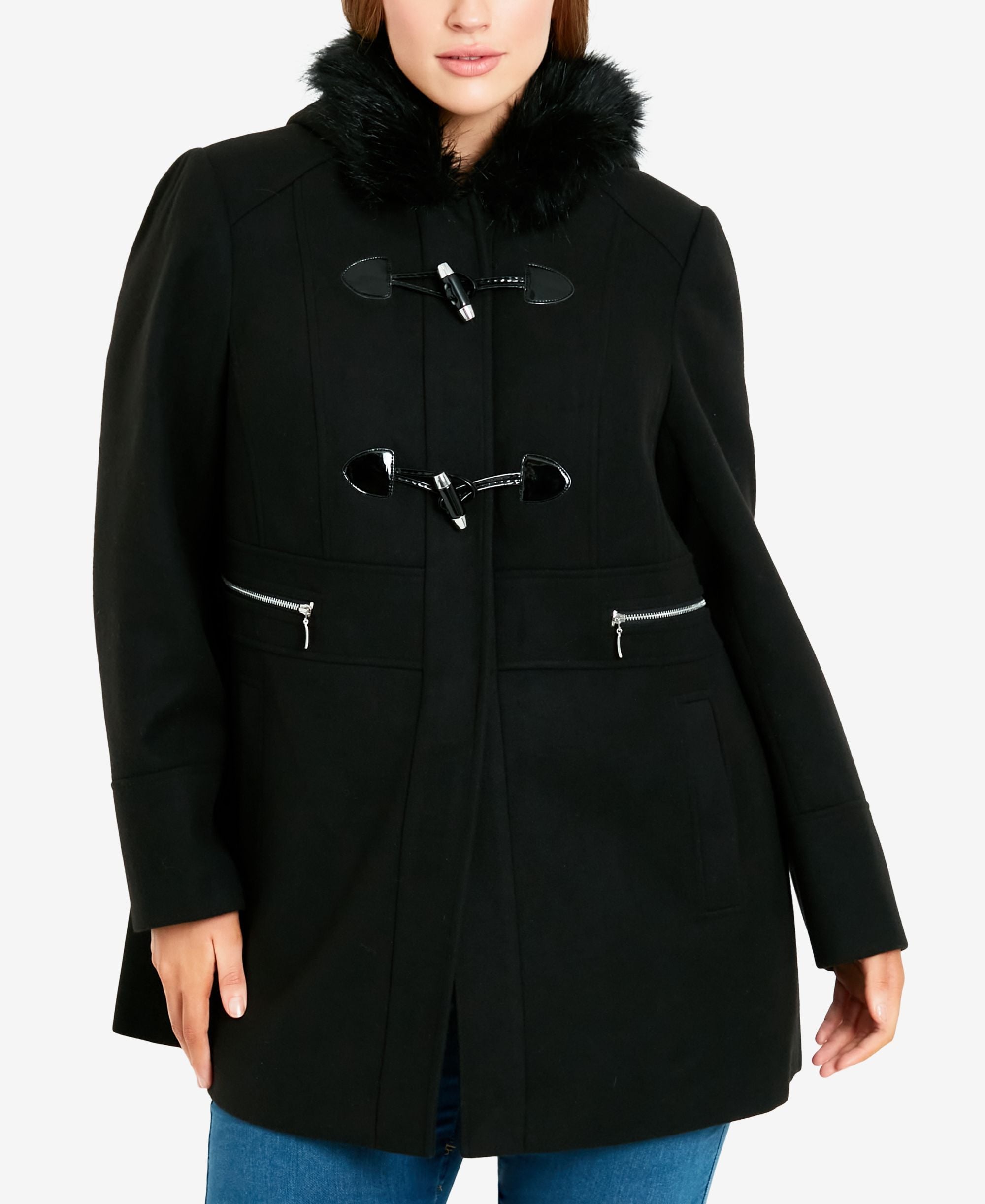 Avenue Womens Plus Size Duffle Jacket
