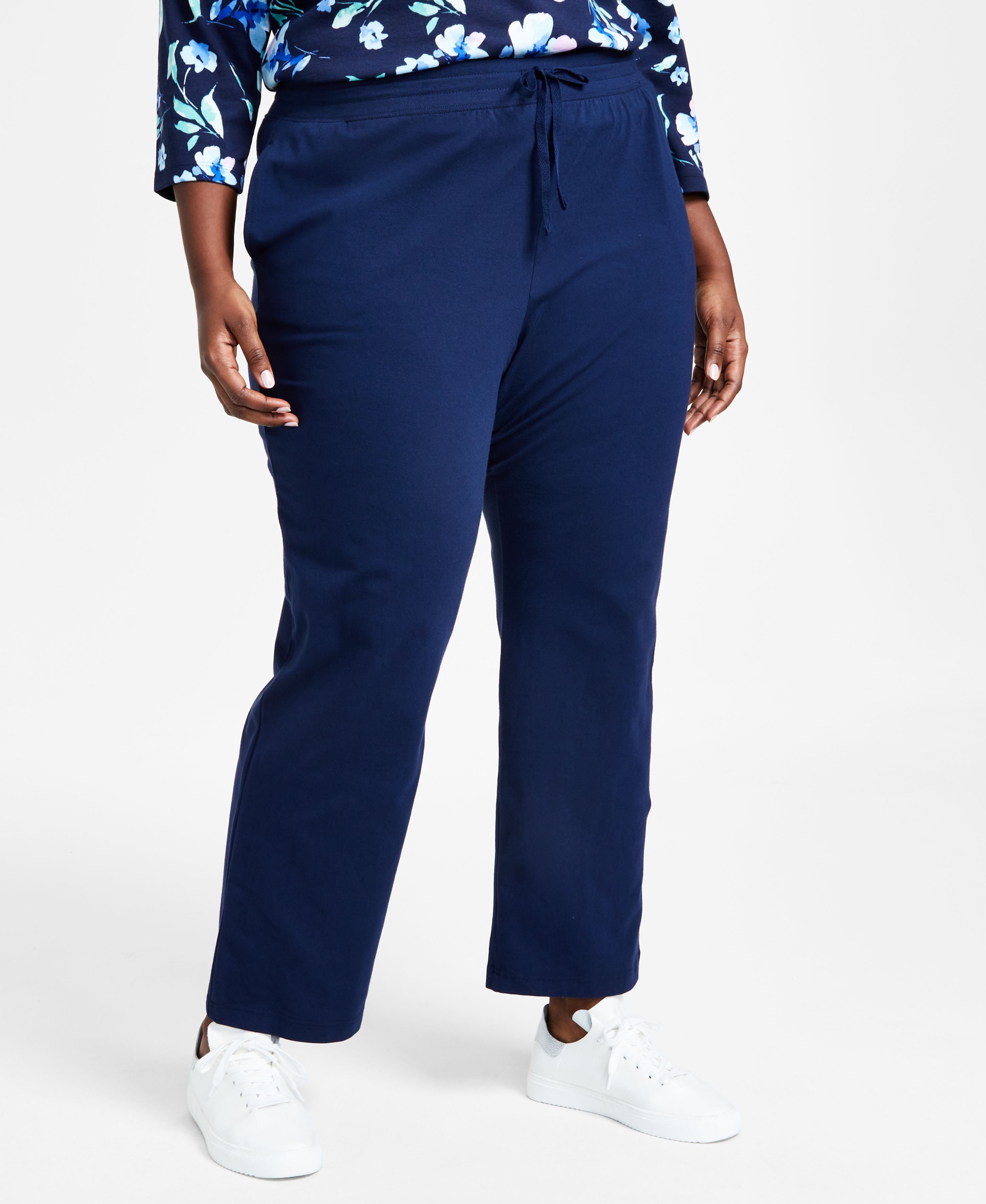 Plus Size Knit Drawstring Pants