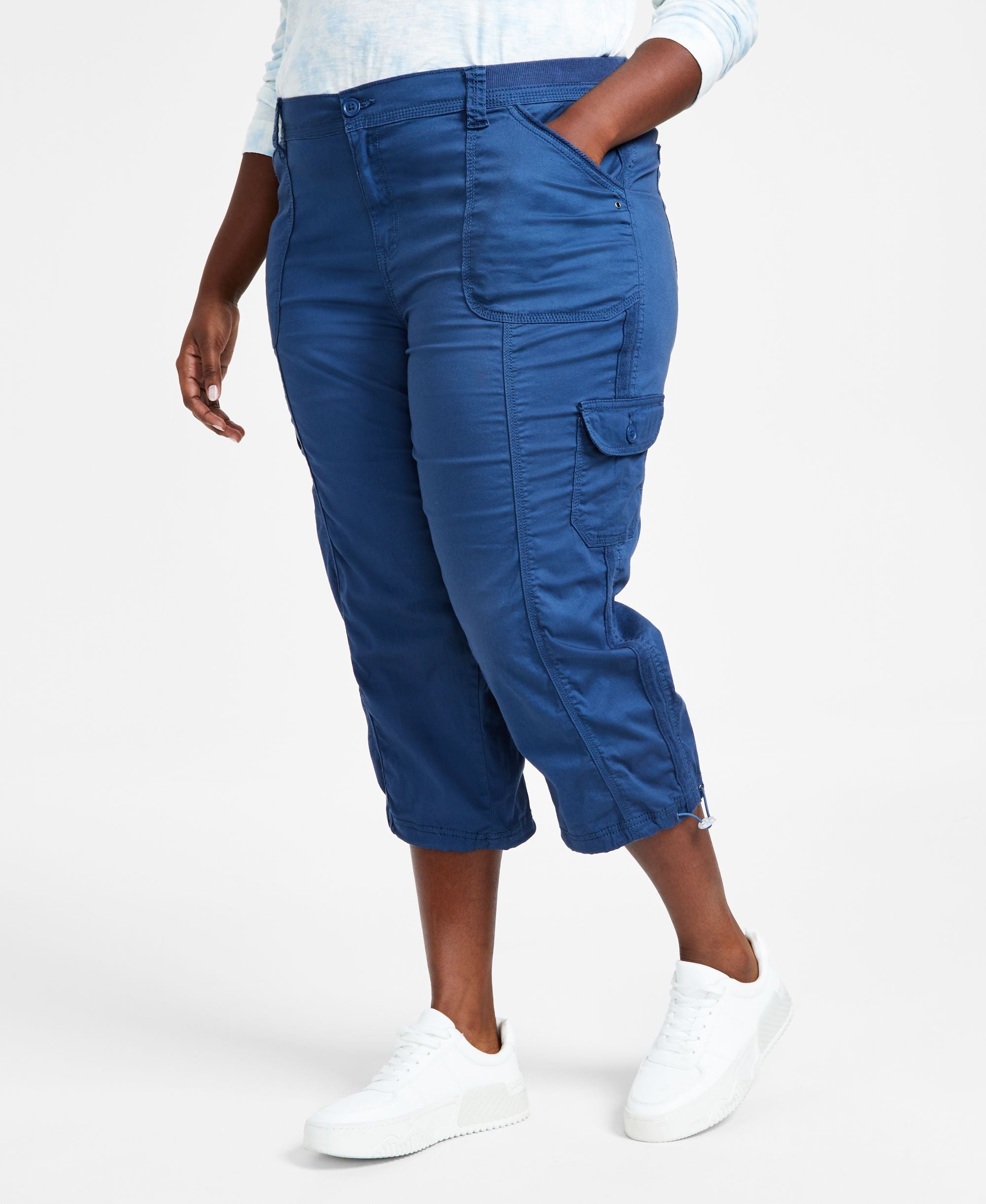 Plus Size Bungee-Hem Capri Pants