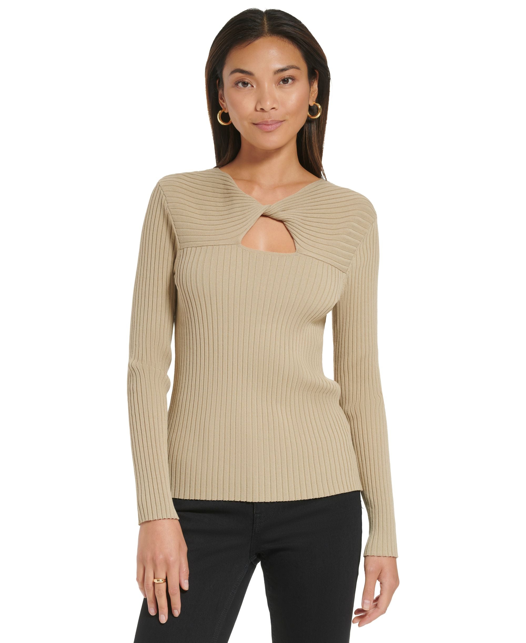 Women's Ribbed Keyhole Sweater