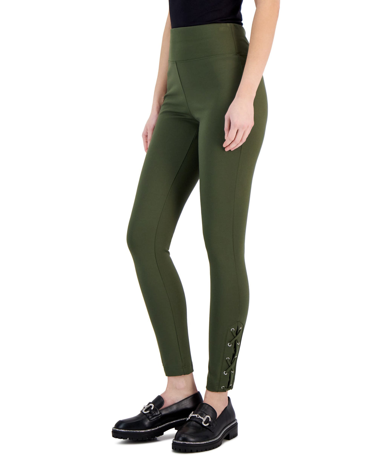 International Concepts Womens Ponte Lace Up Skinny Pants