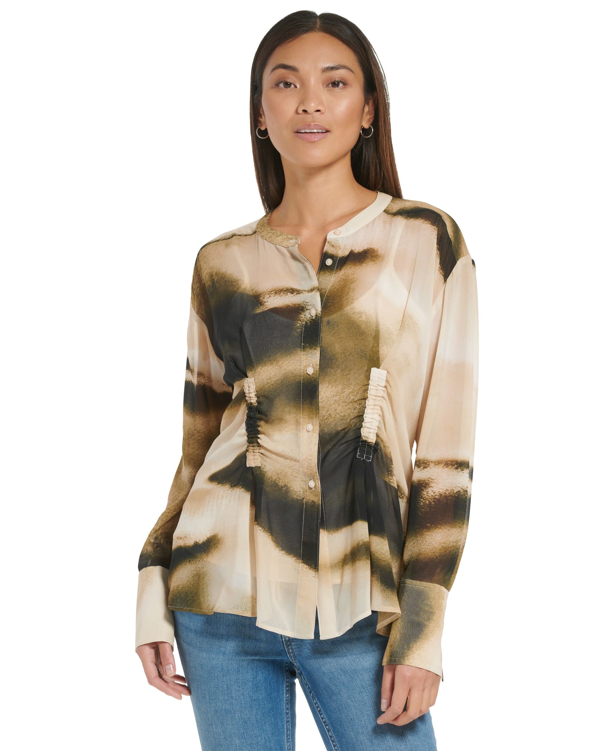 Women's Ruched Waist Printed Tunic
