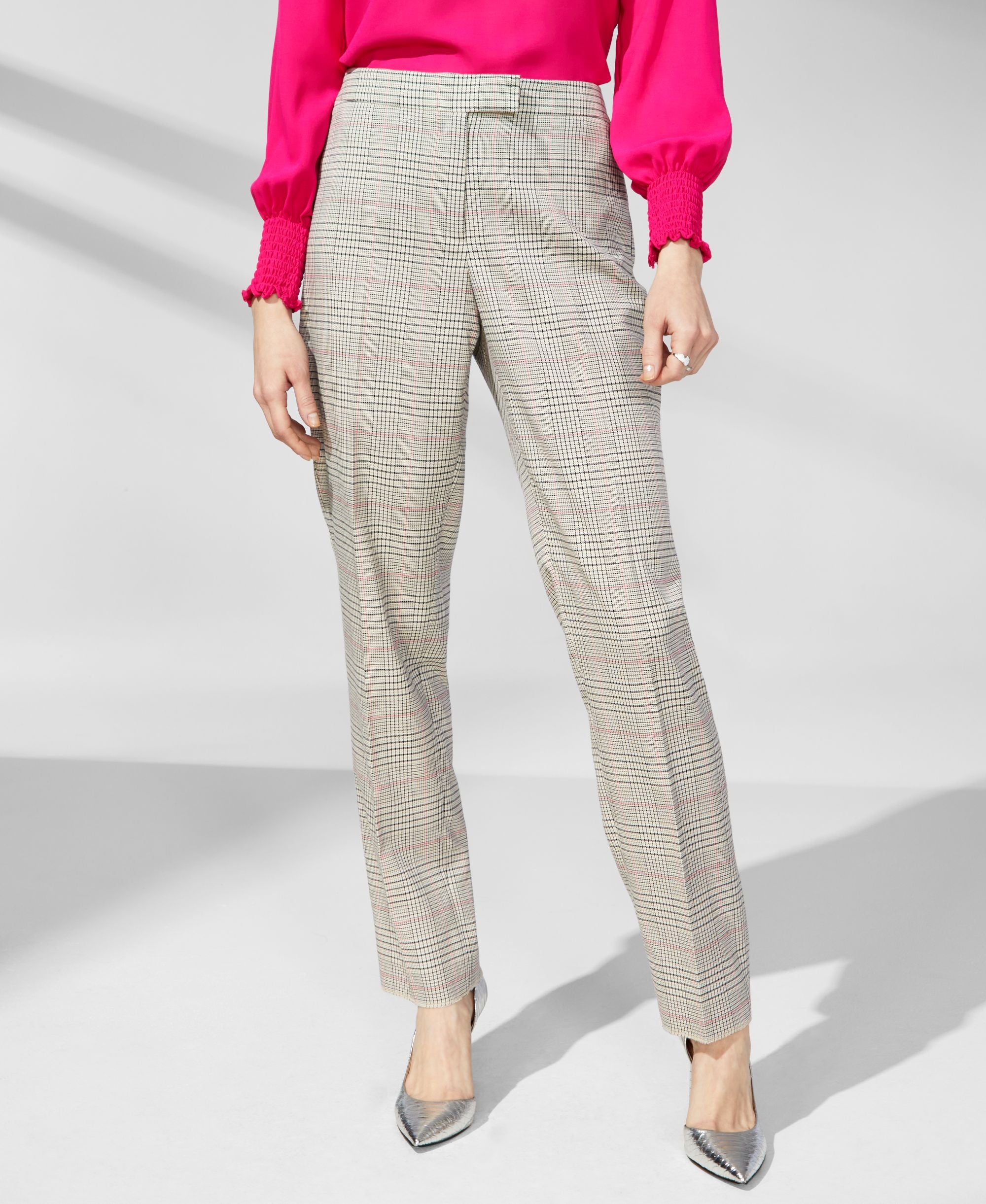 Women's Extended-Tab Straight-Leg Plaid Pants