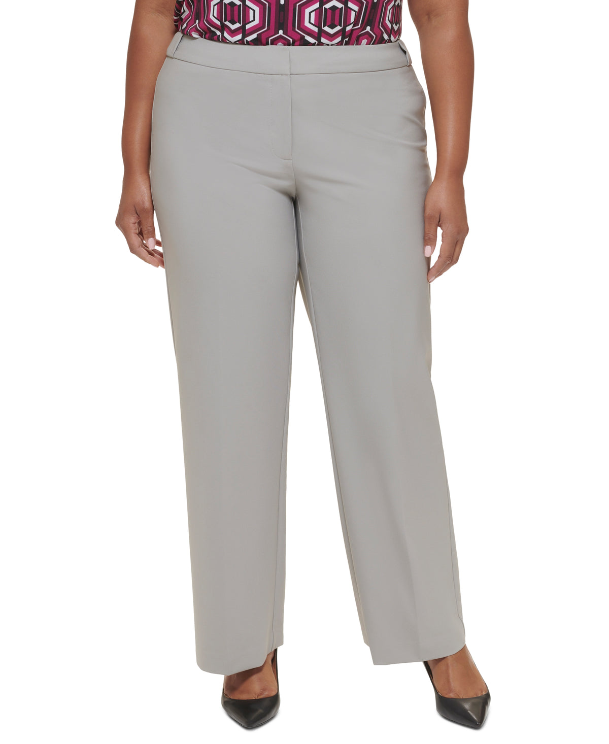 Plus Size Infinite Stretch Mid Rise Straight-Leg Pants