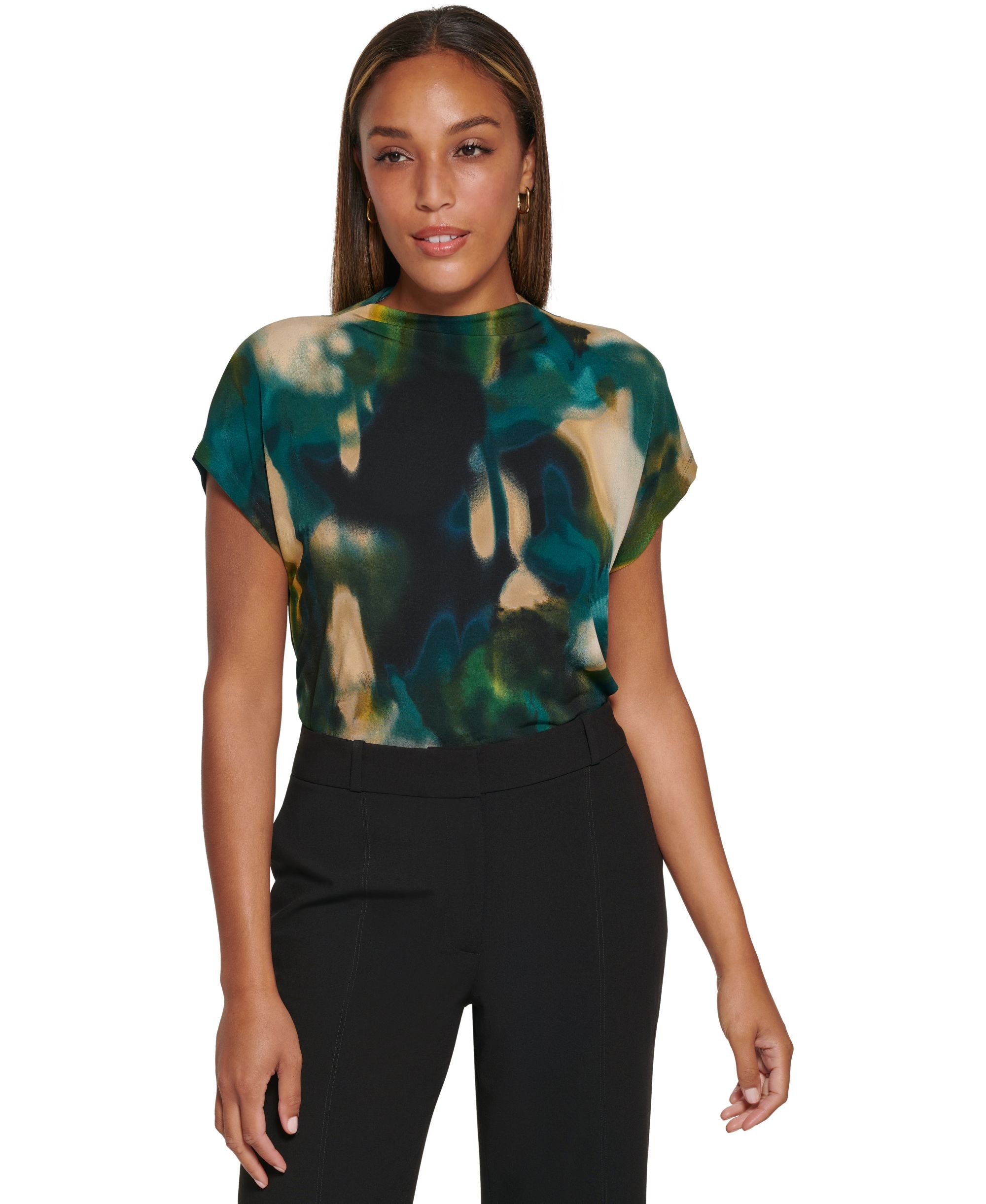 Calvin Klein Womens Printed Short Sleeve Top