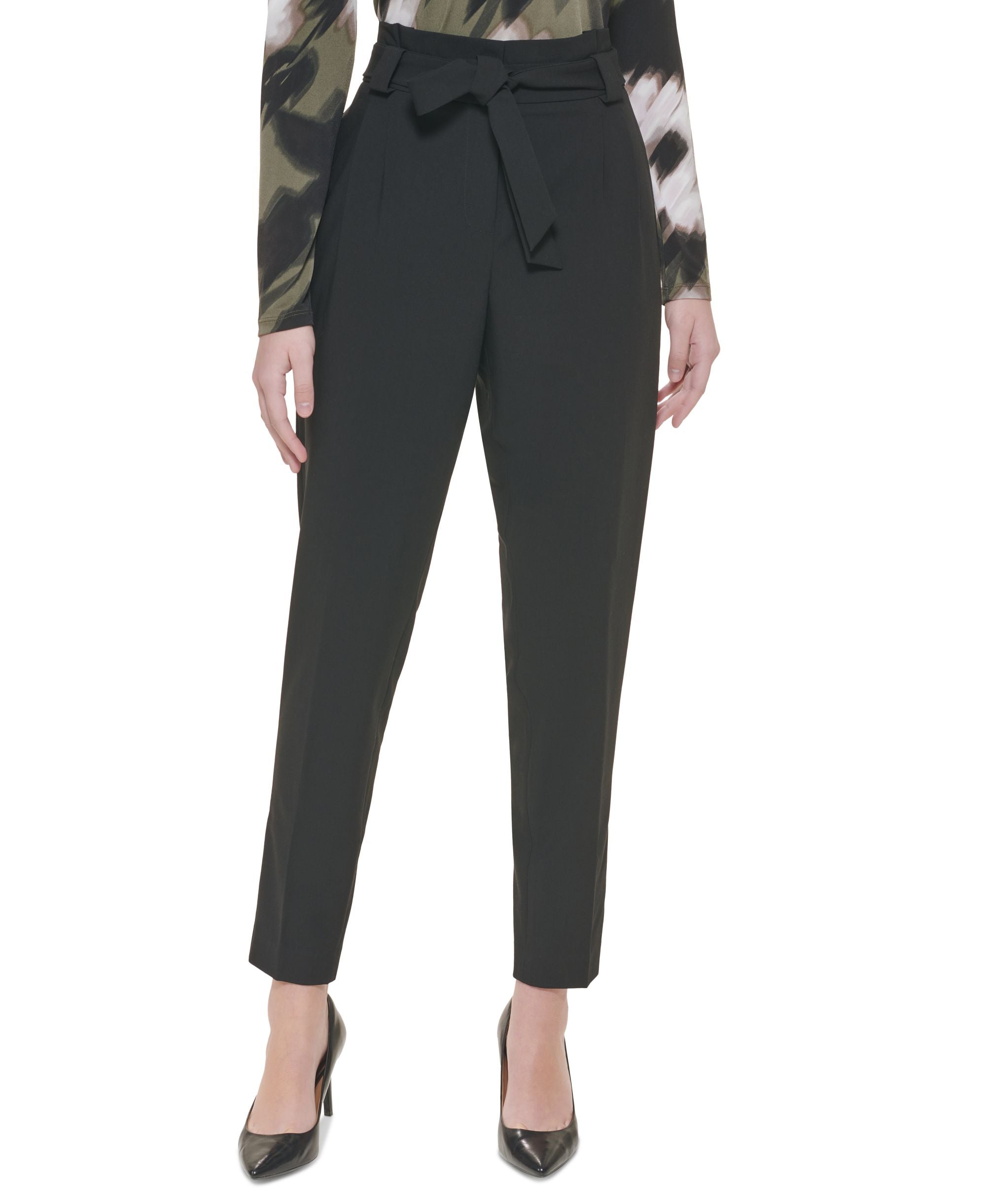 Petite Solid Lux Tie-Waist Slim-Leg Pants