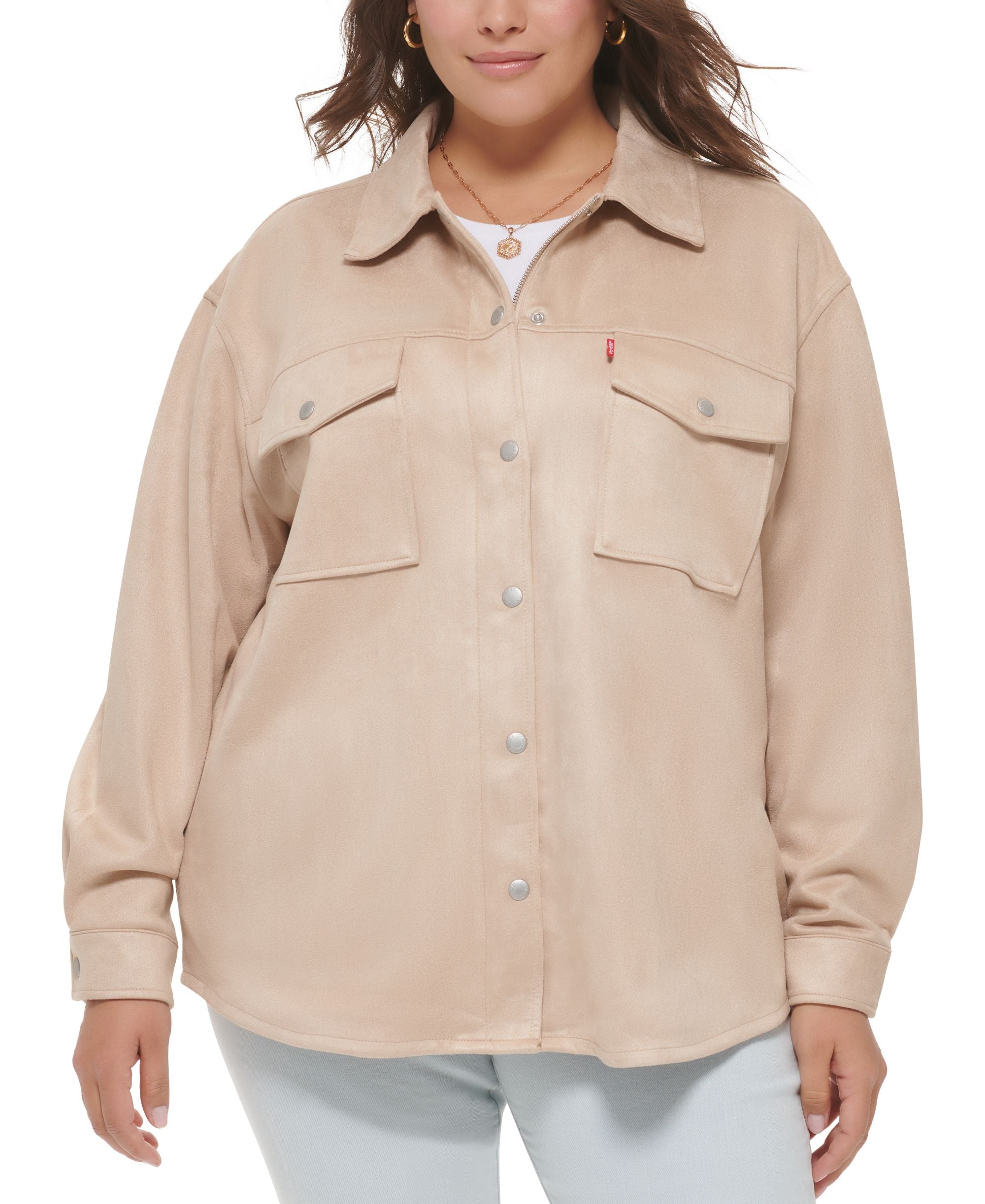 Trendy Plus Size Faux-Suede Shacket
