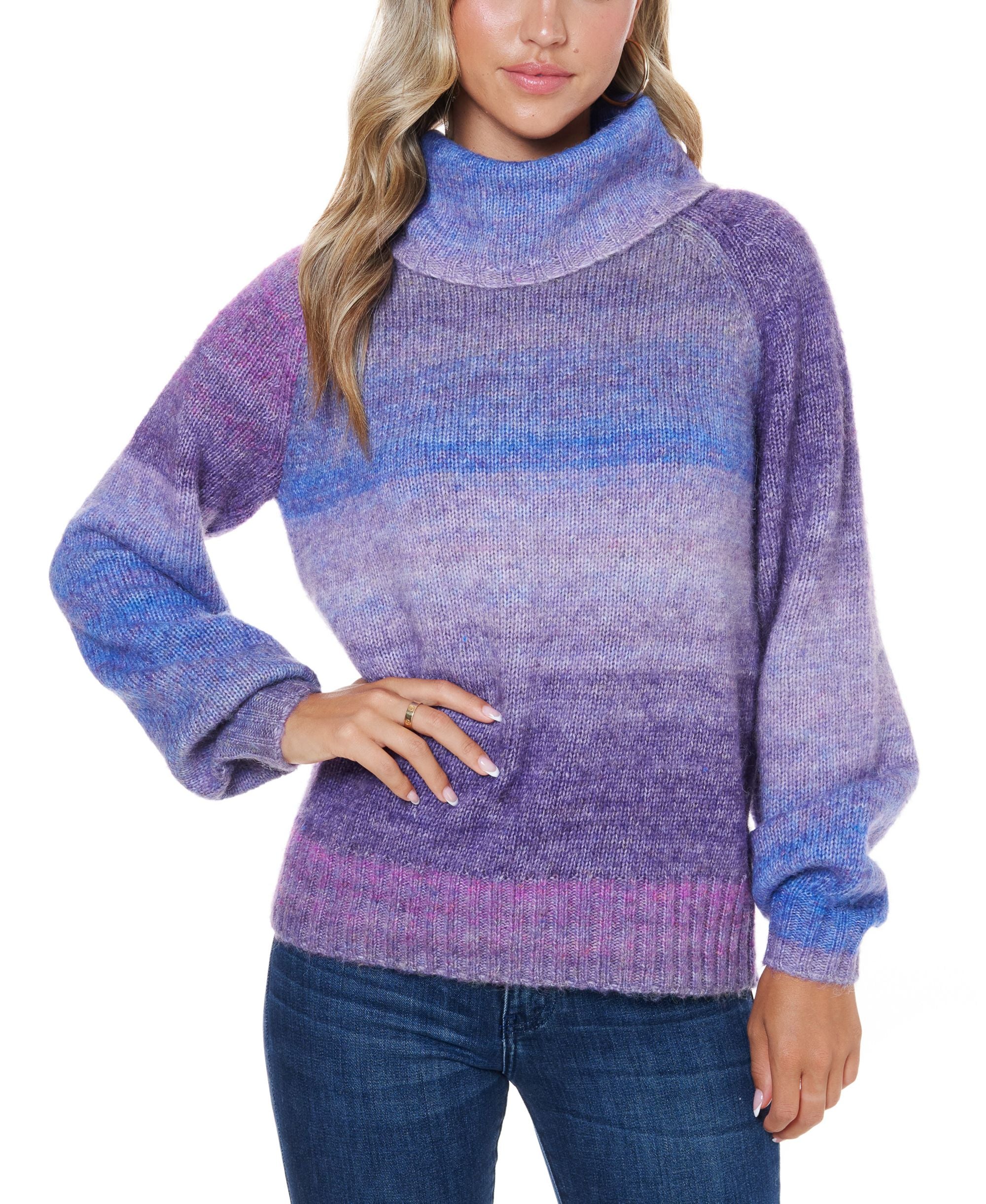Women's Ombre Cowl Neck Sweater