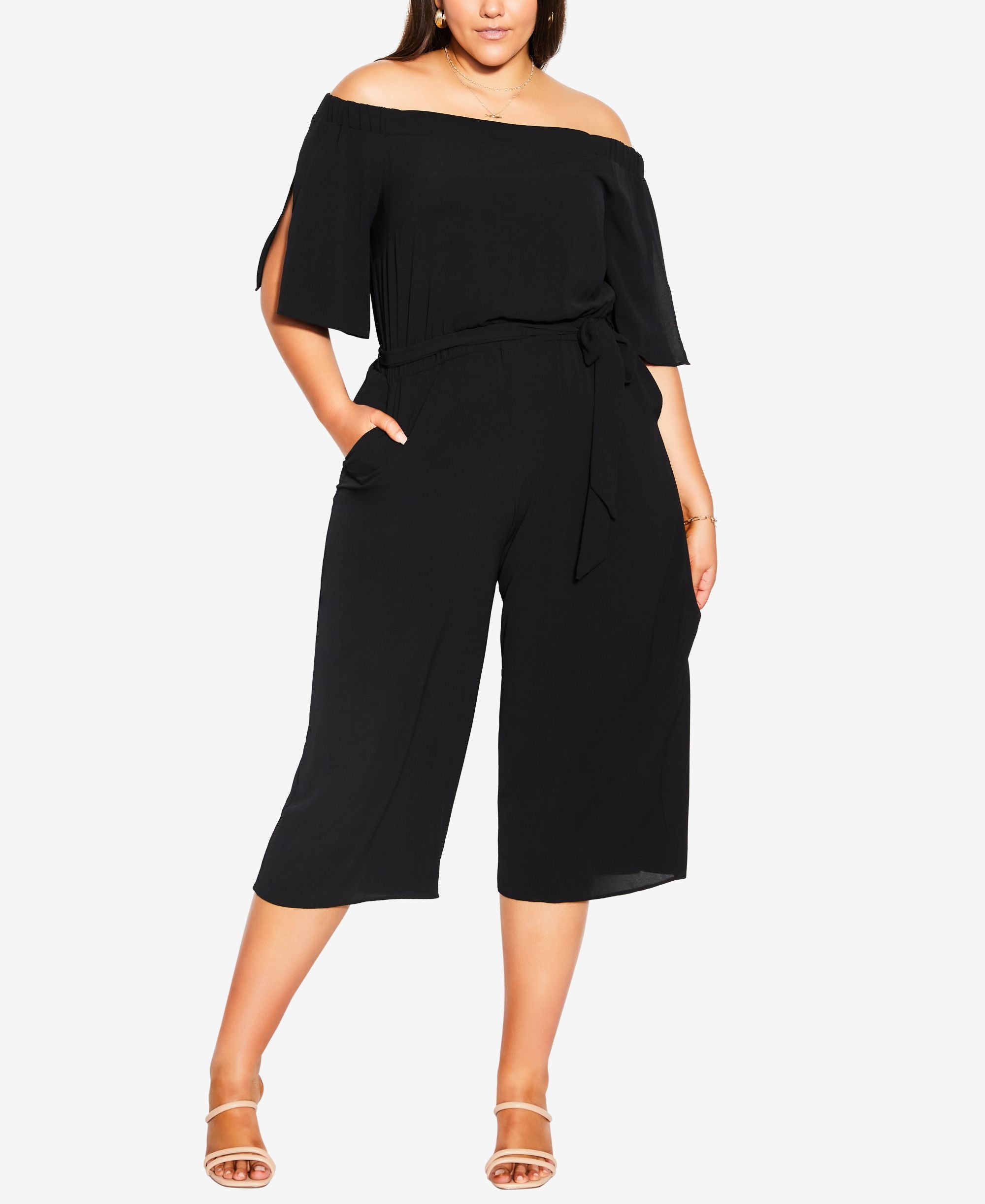 Trendy Plus Size Off Shoulder Jumpsuit