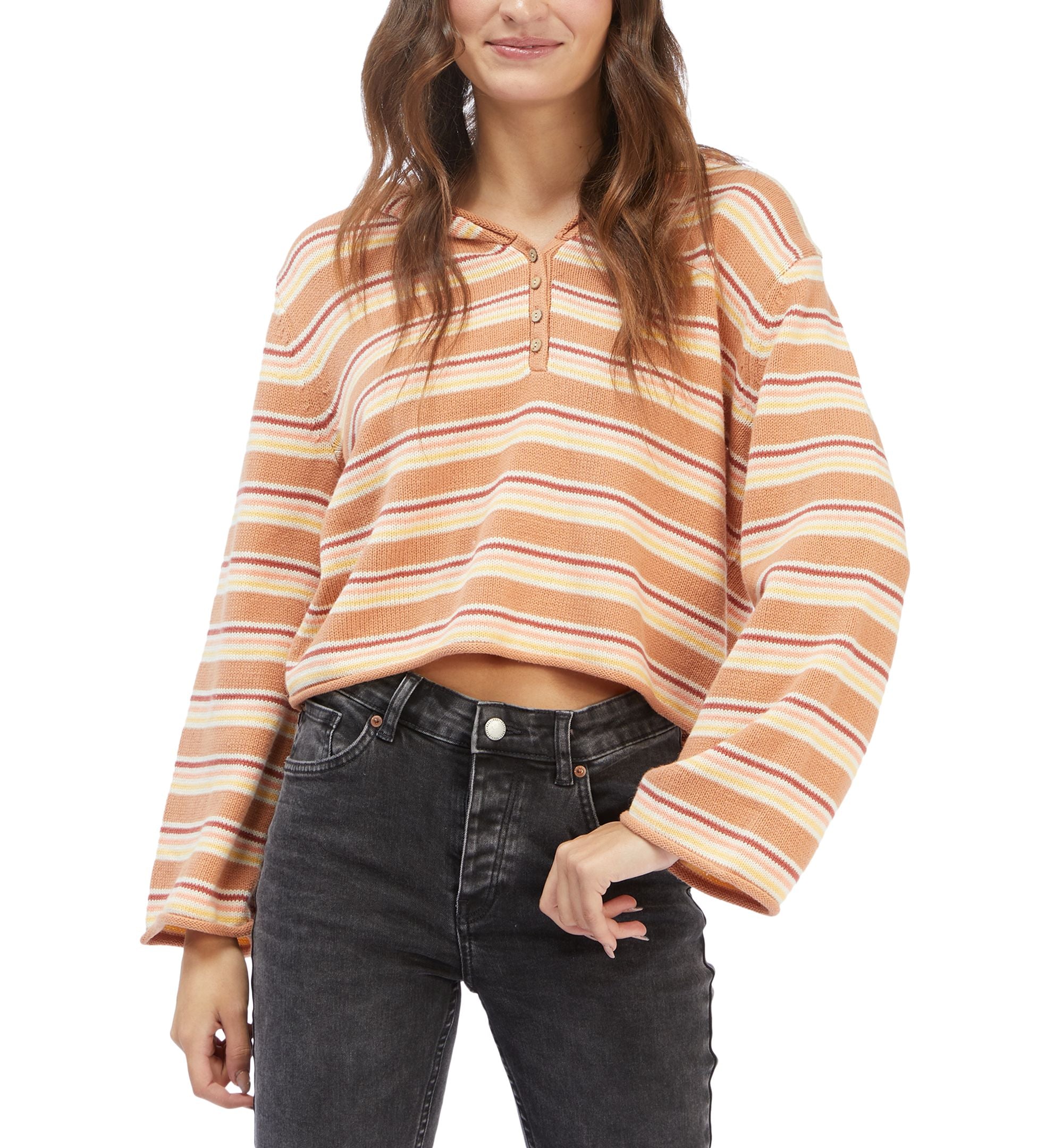 Juniors' Side Swipe Striped Hoodie Poncho