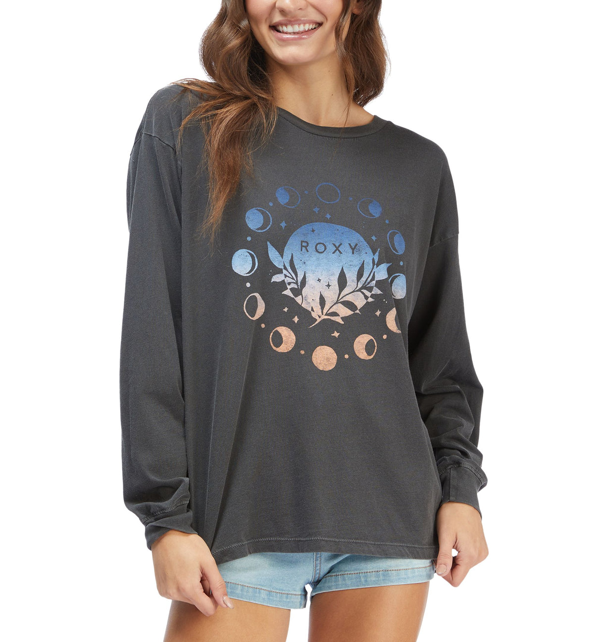 Juniors' Moon Stars Cotton Graphic Oversized T-Shirt