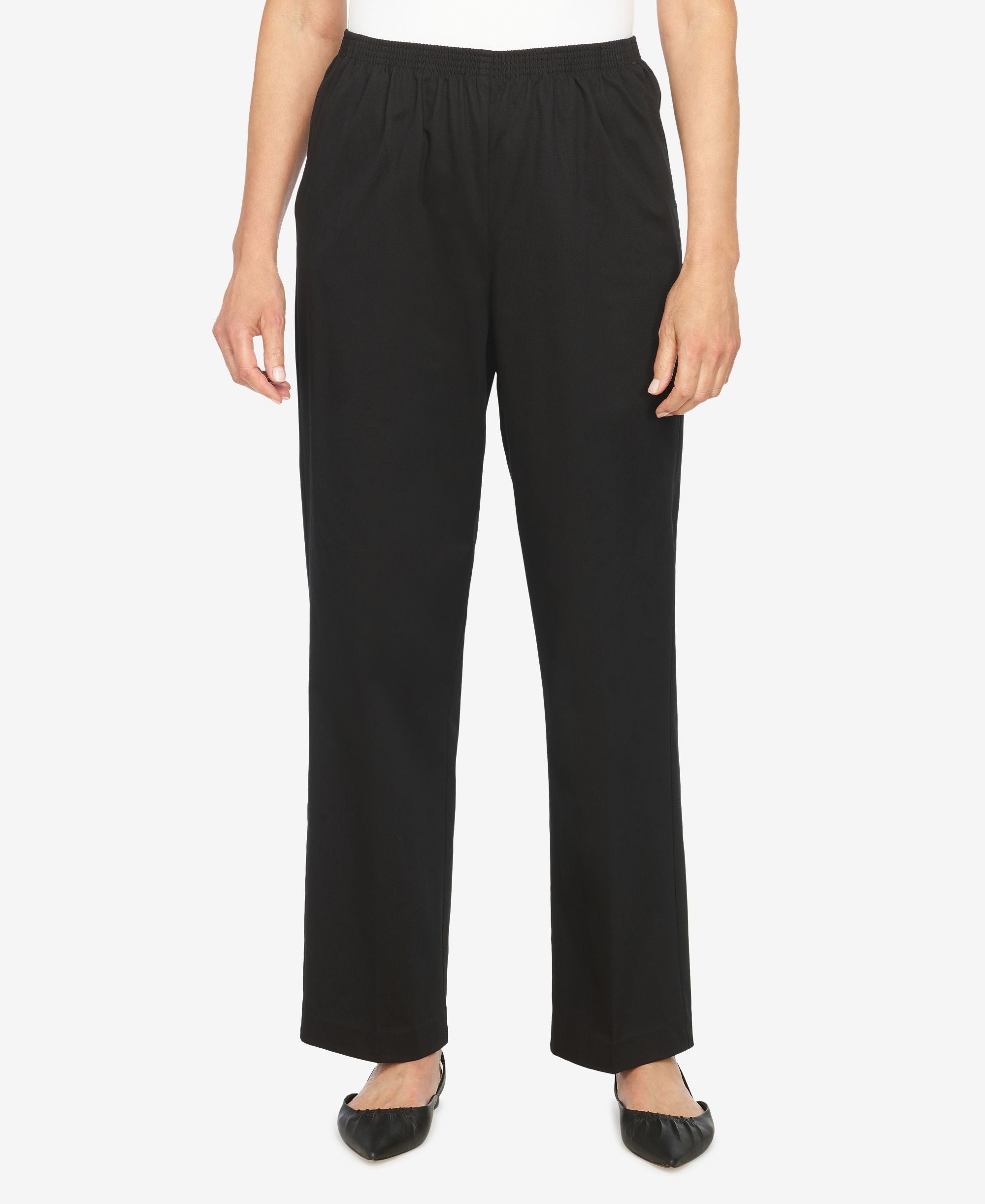 Alfred Dunner Womens Classics Soft Twill Mid Rise Regular Fit Straight Leg Short Length Casual Pants