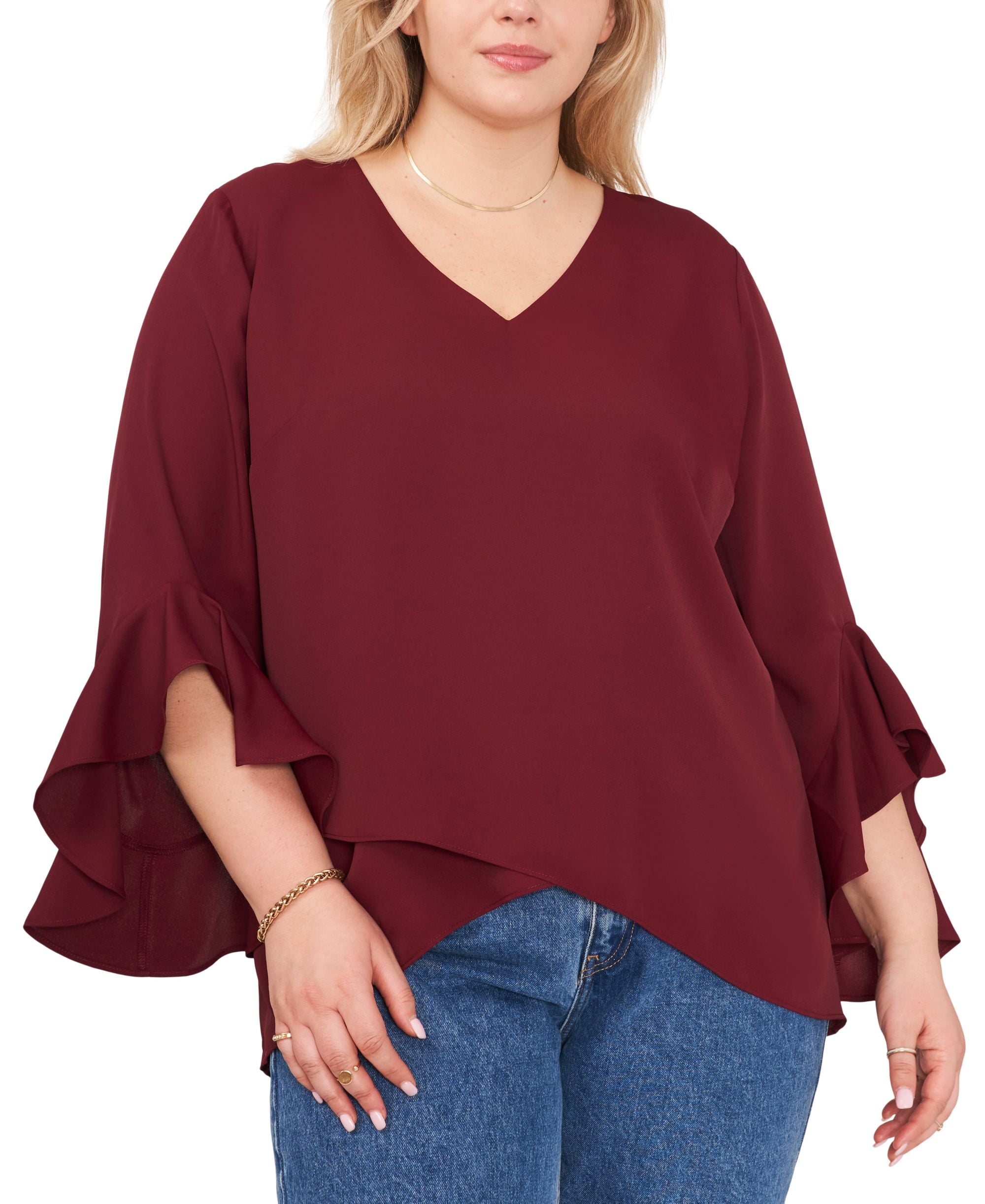 Vince Camuto Plus Size Flutter Sleeve Top