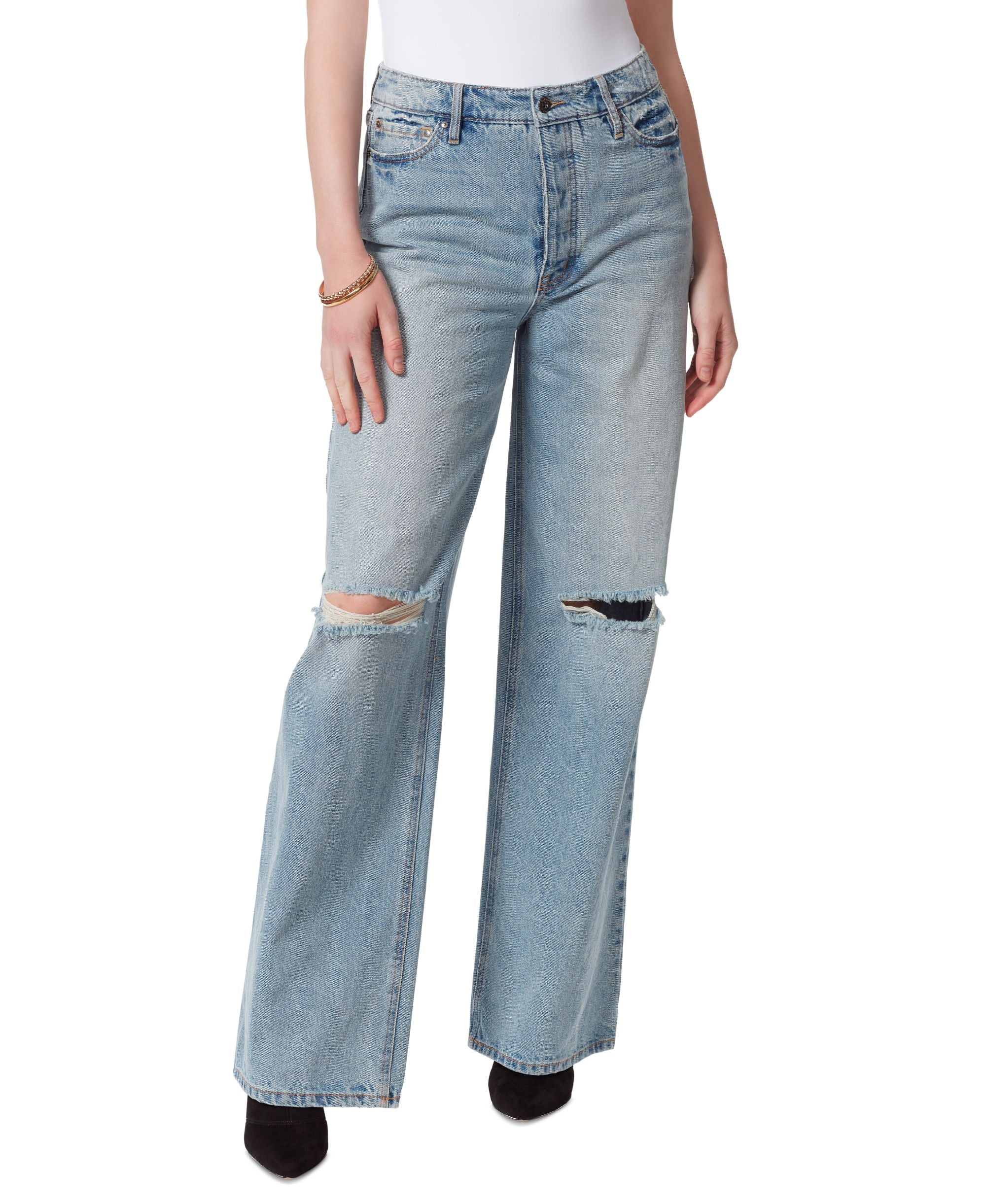 Women's Raw Hem Wide Leg Jeans