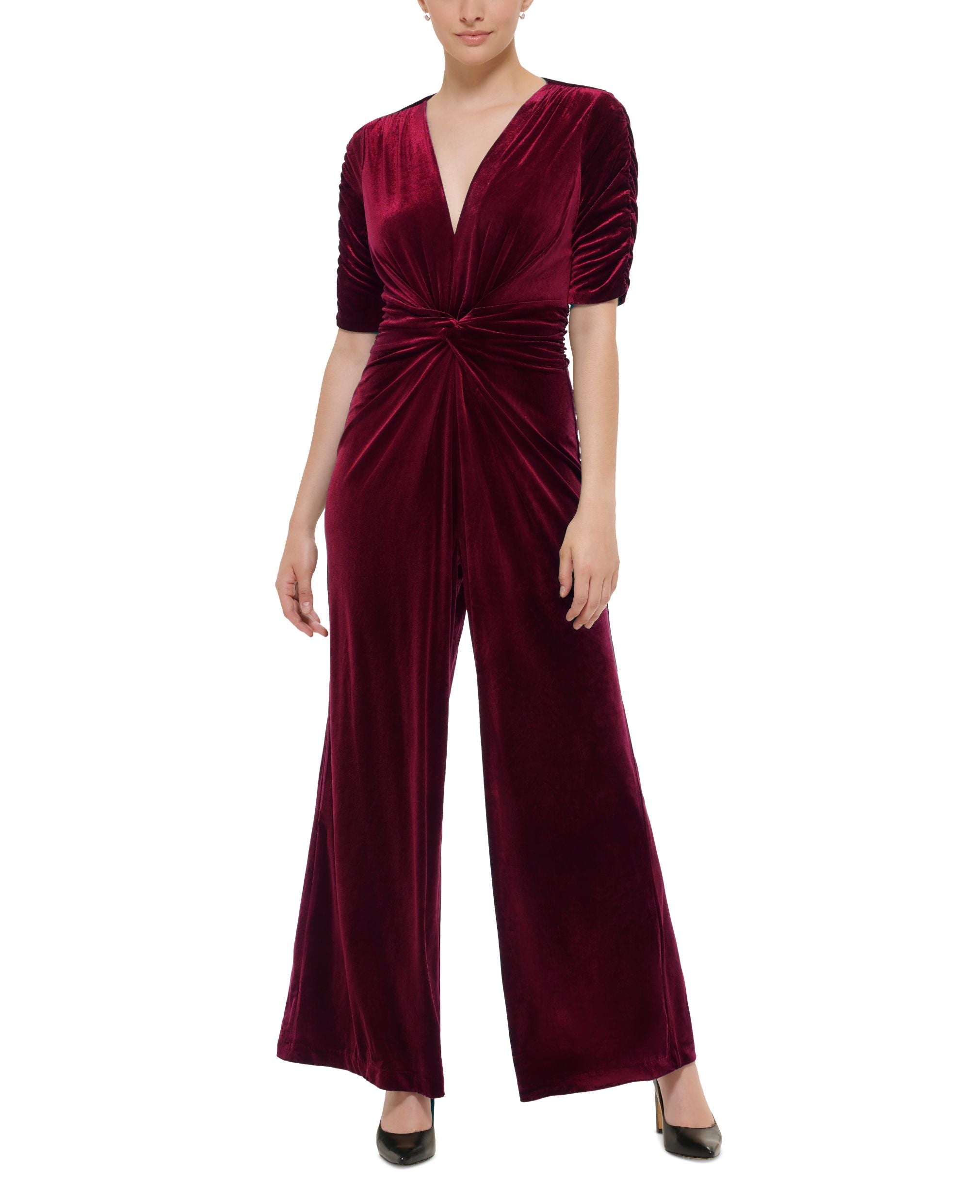 Velvet Twist-Front Jumpsuit