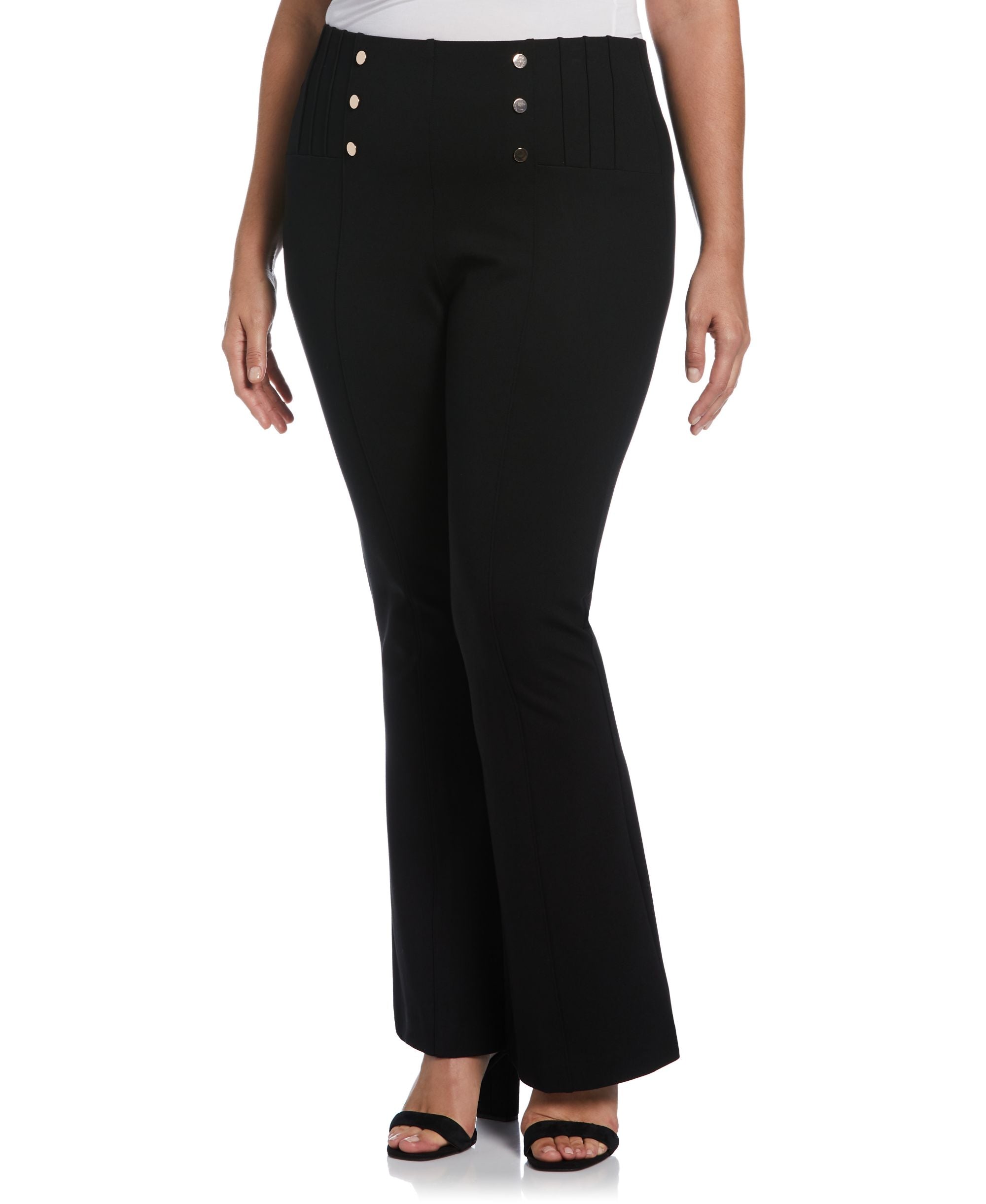 Ella Rafaella Plus Size Ponte Knit Boot Cut Pants With Rivet Detail