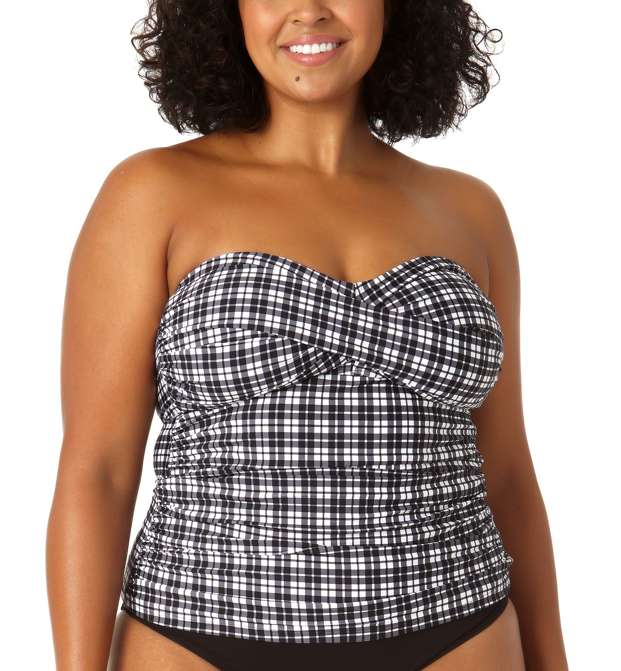 Plus Size Twisted Shirred Tankini Top