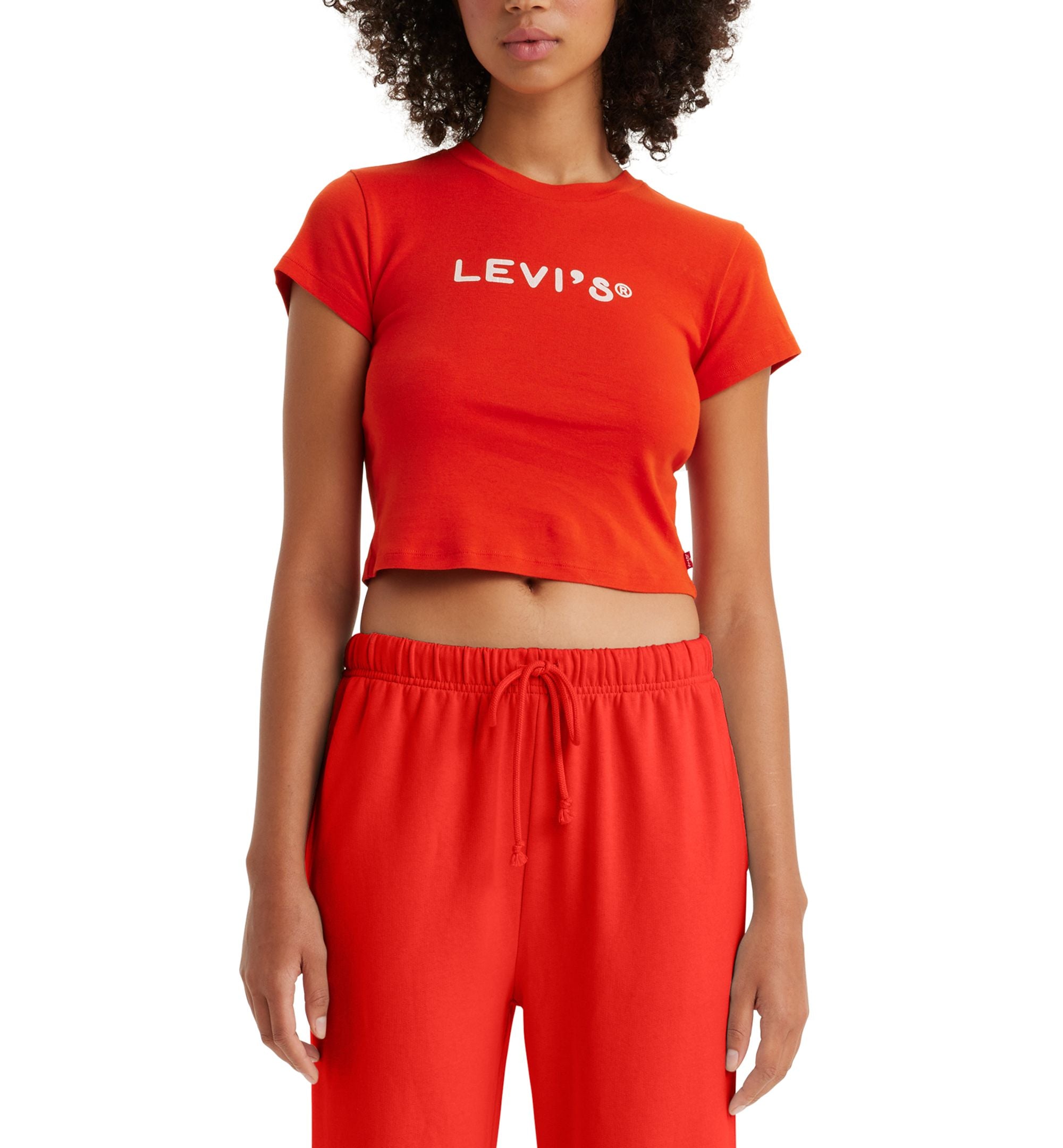 Levi's Womens Cotton Cropped Crew-Neck Graphic T-Shirt