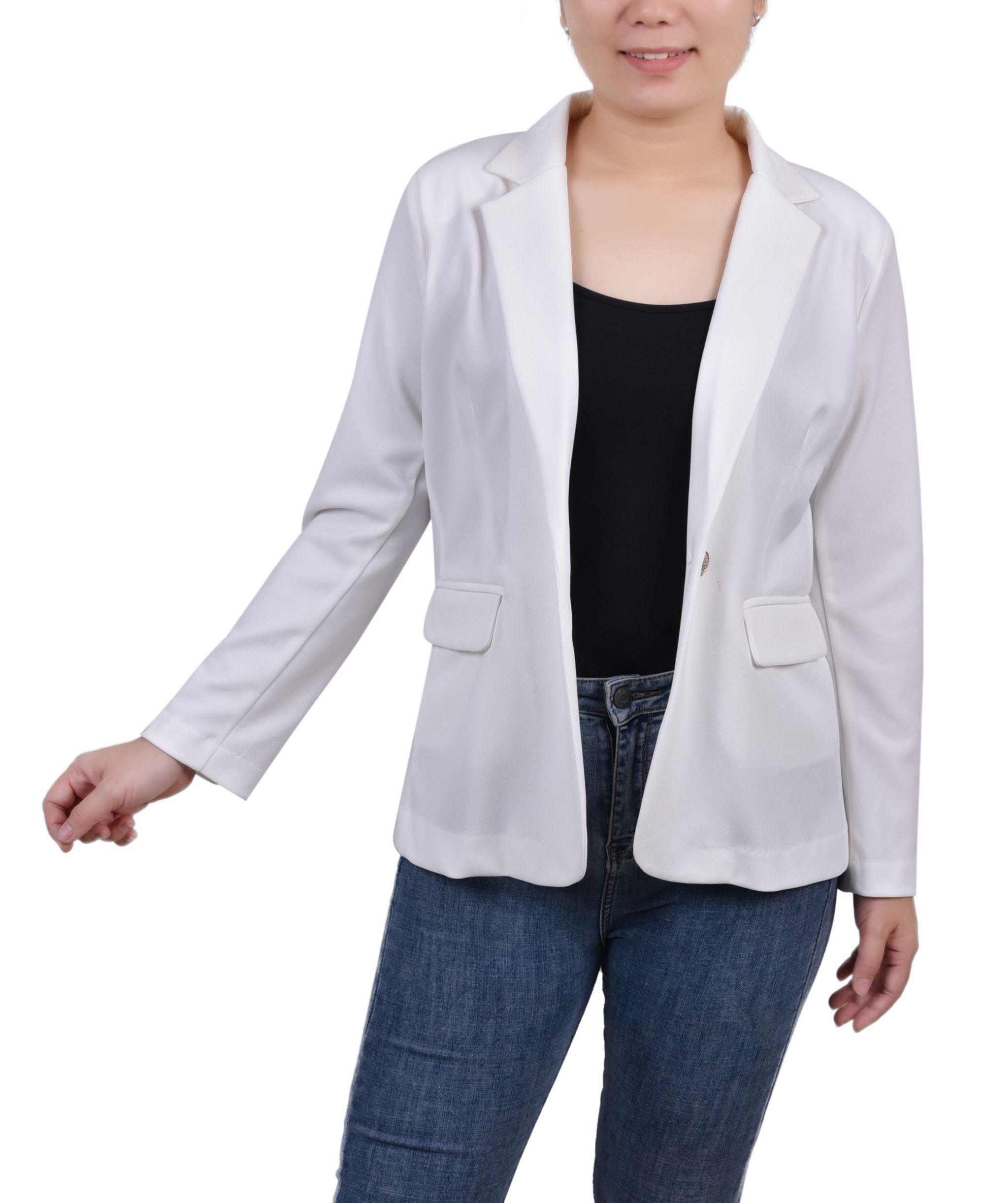Petite Long Sleeve Scuba Crepe Jacket