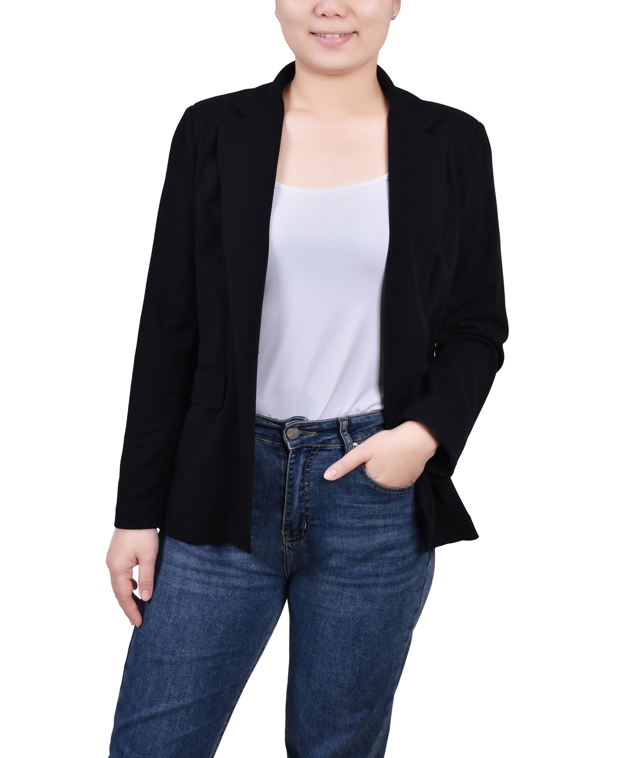 Petite Long Sleeve Scuba Crepe Jacket