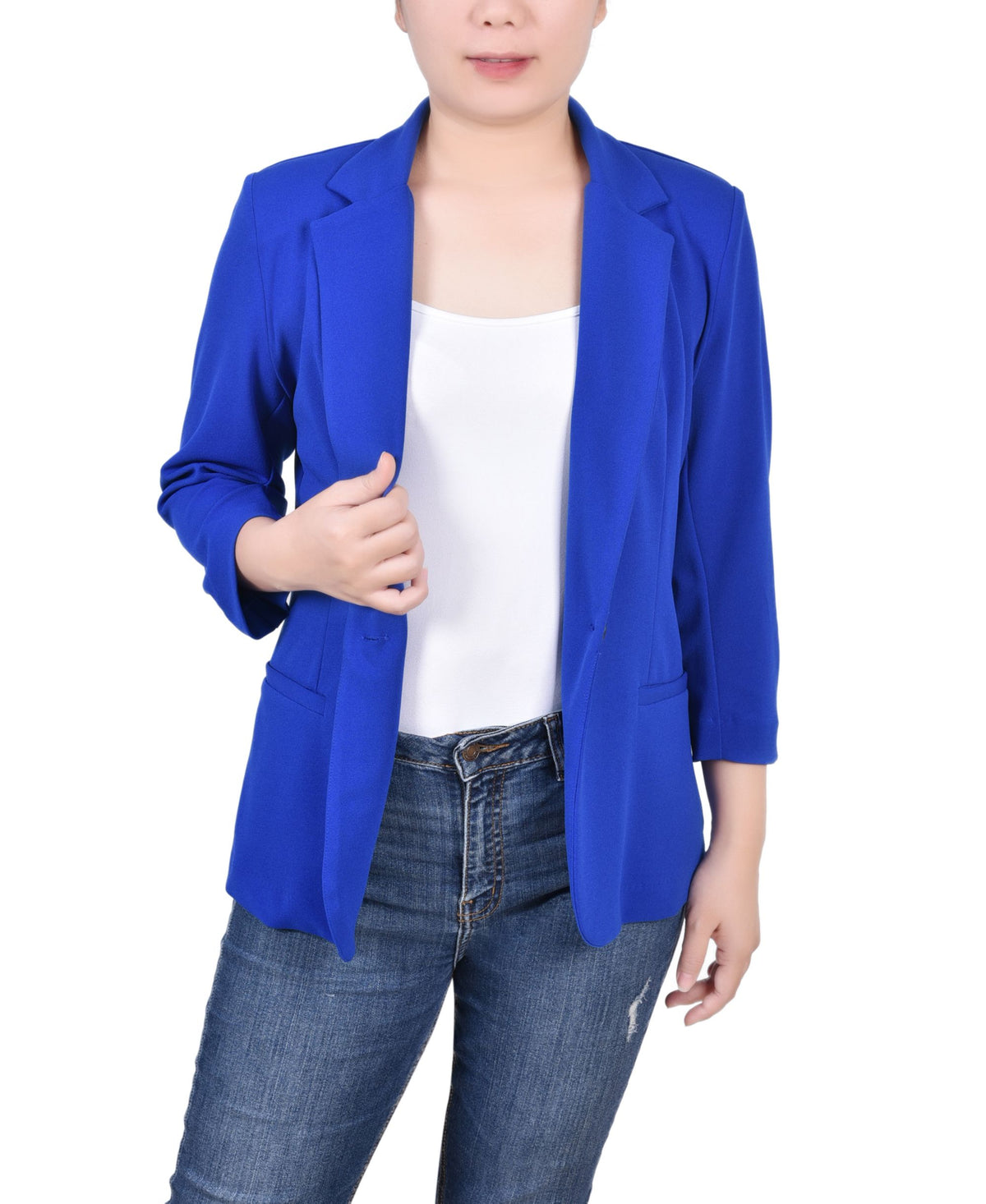 Petite 3/4 Sleeve Scuba Crepe Blazer