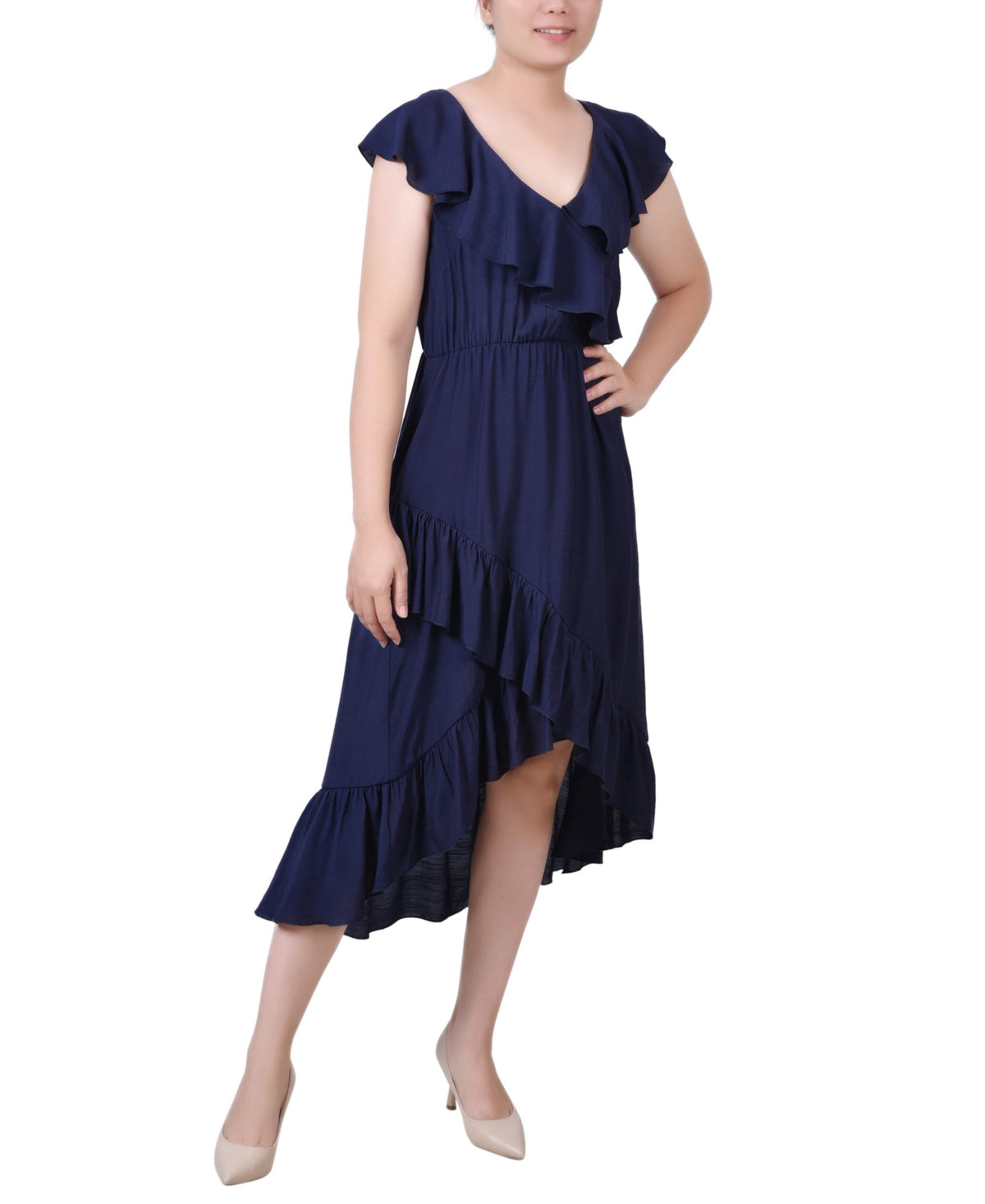 Petite Sleeveless Flounced Dress