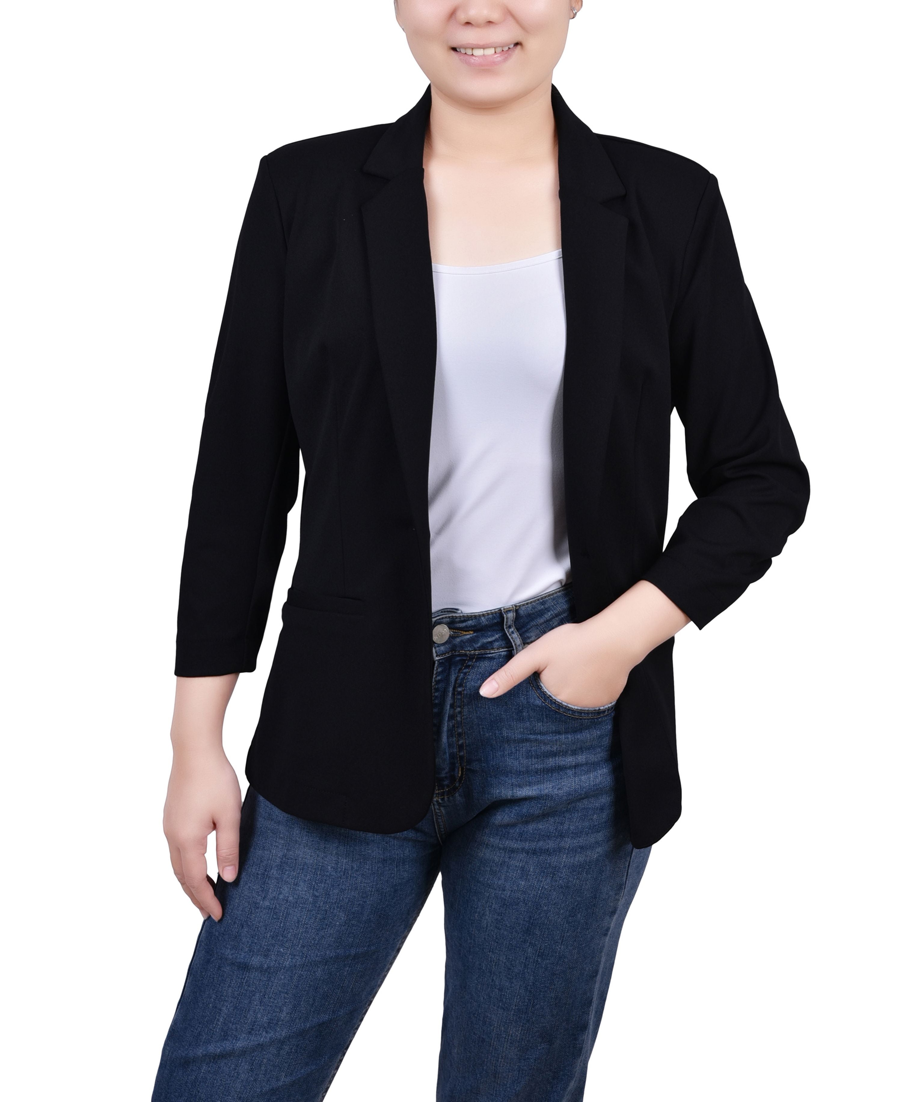 Petite 3/4 Sleeve Scuba Crepe Blazer