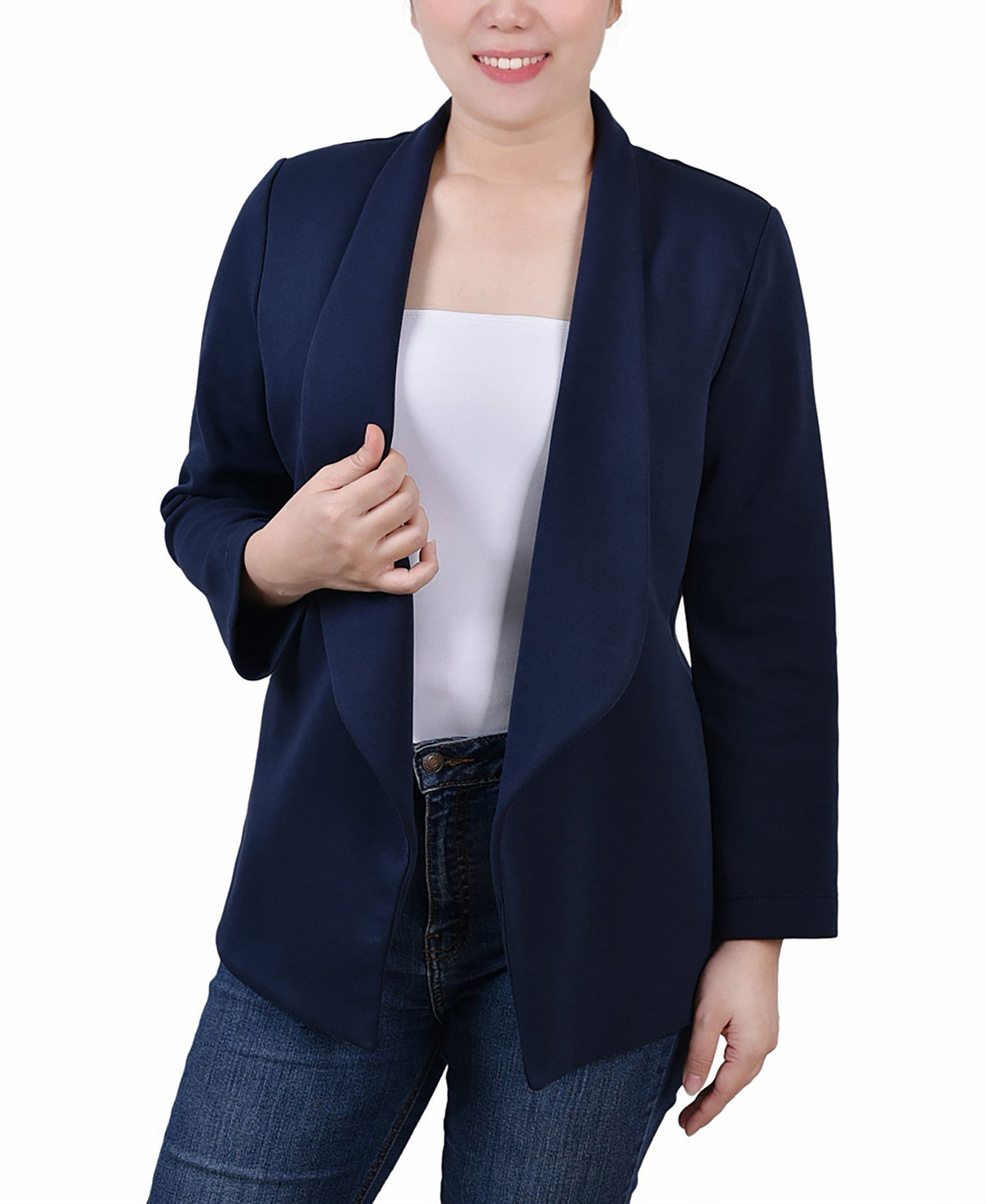NY Collection Petite 3/4 Sleeve Ponte Jacket
