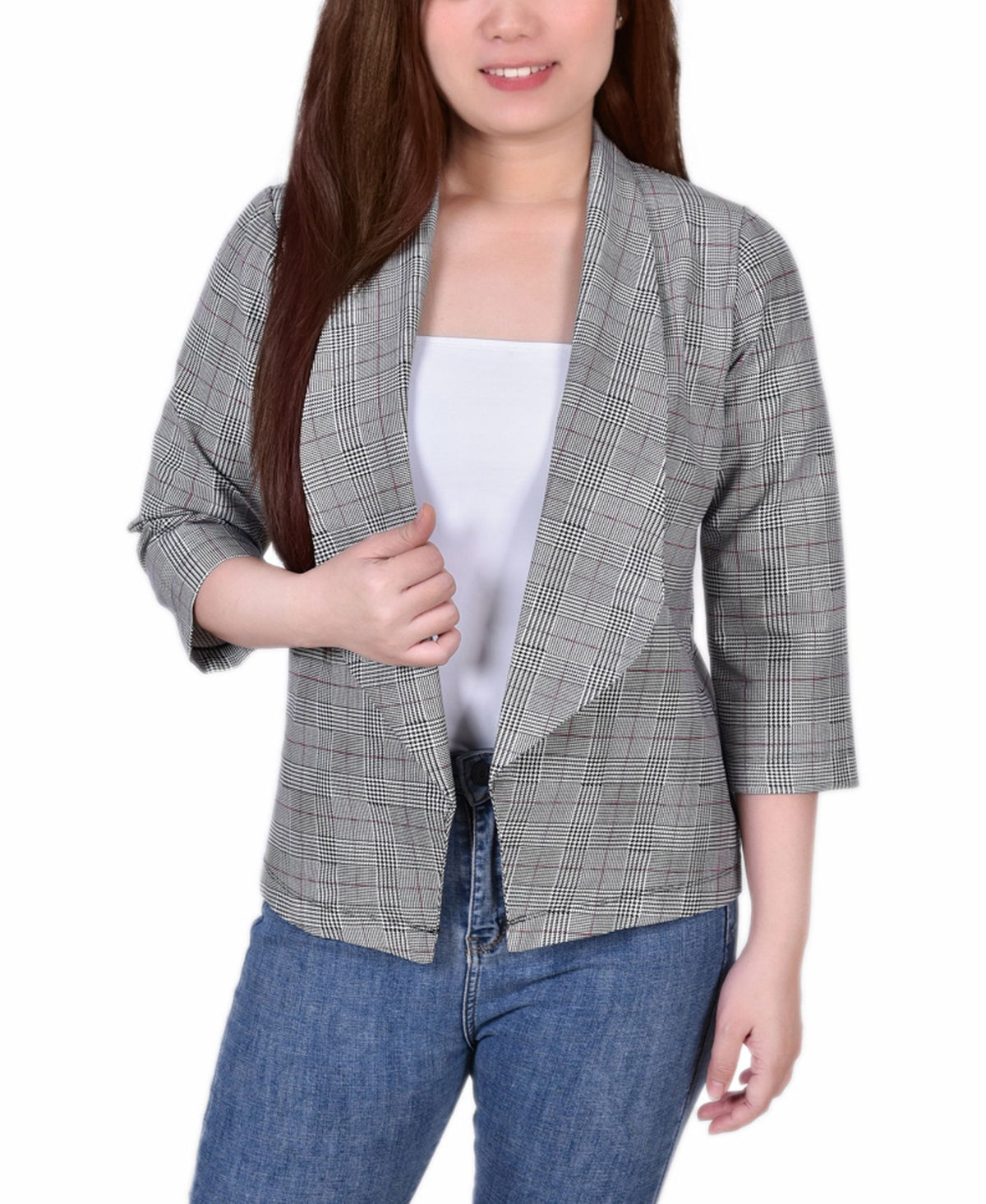 NY Collection Petite 3/4 Sleeve Ponte Jacket