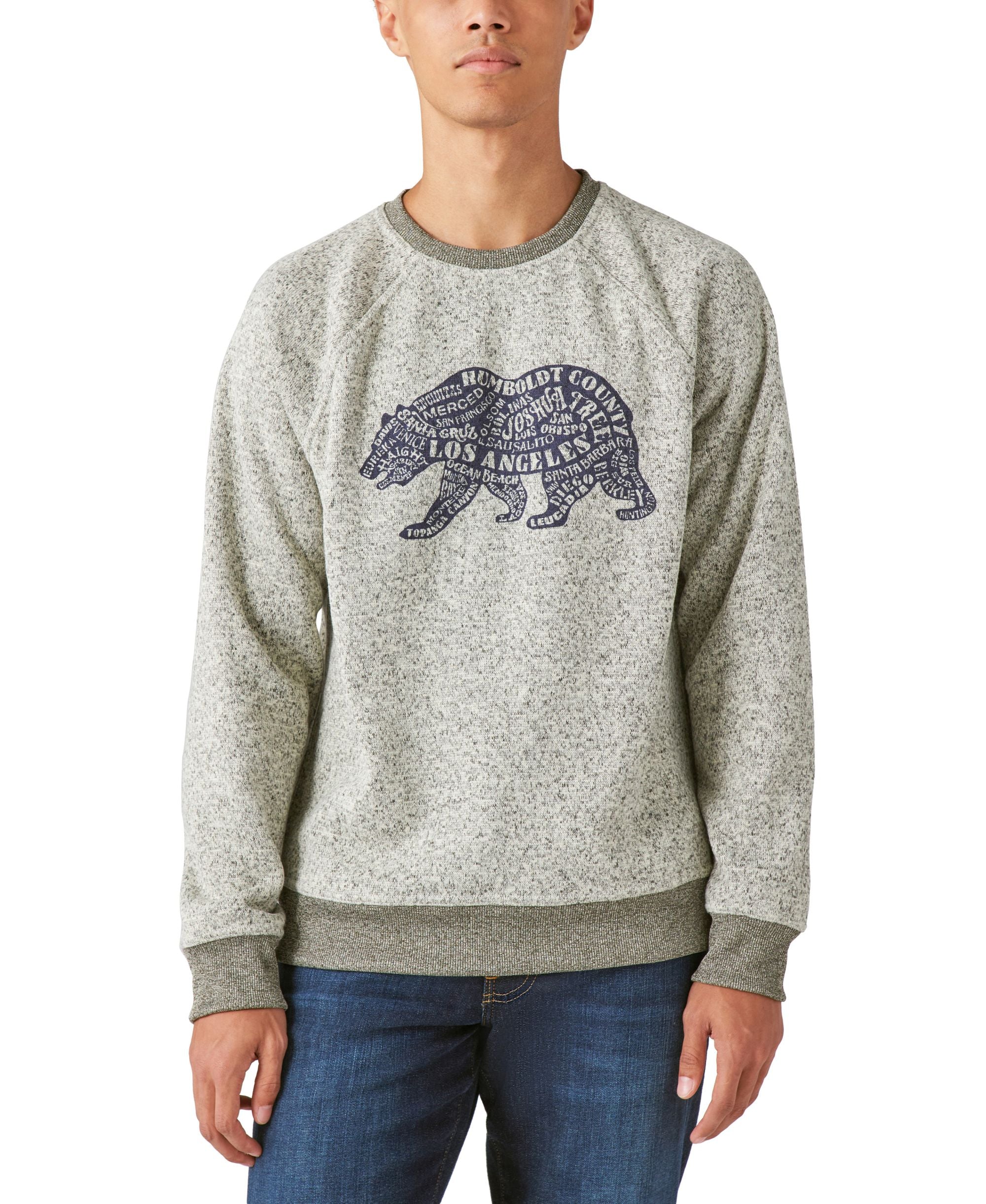 Men's Los Feliz Fleece California Bear Crew Neck Sweater