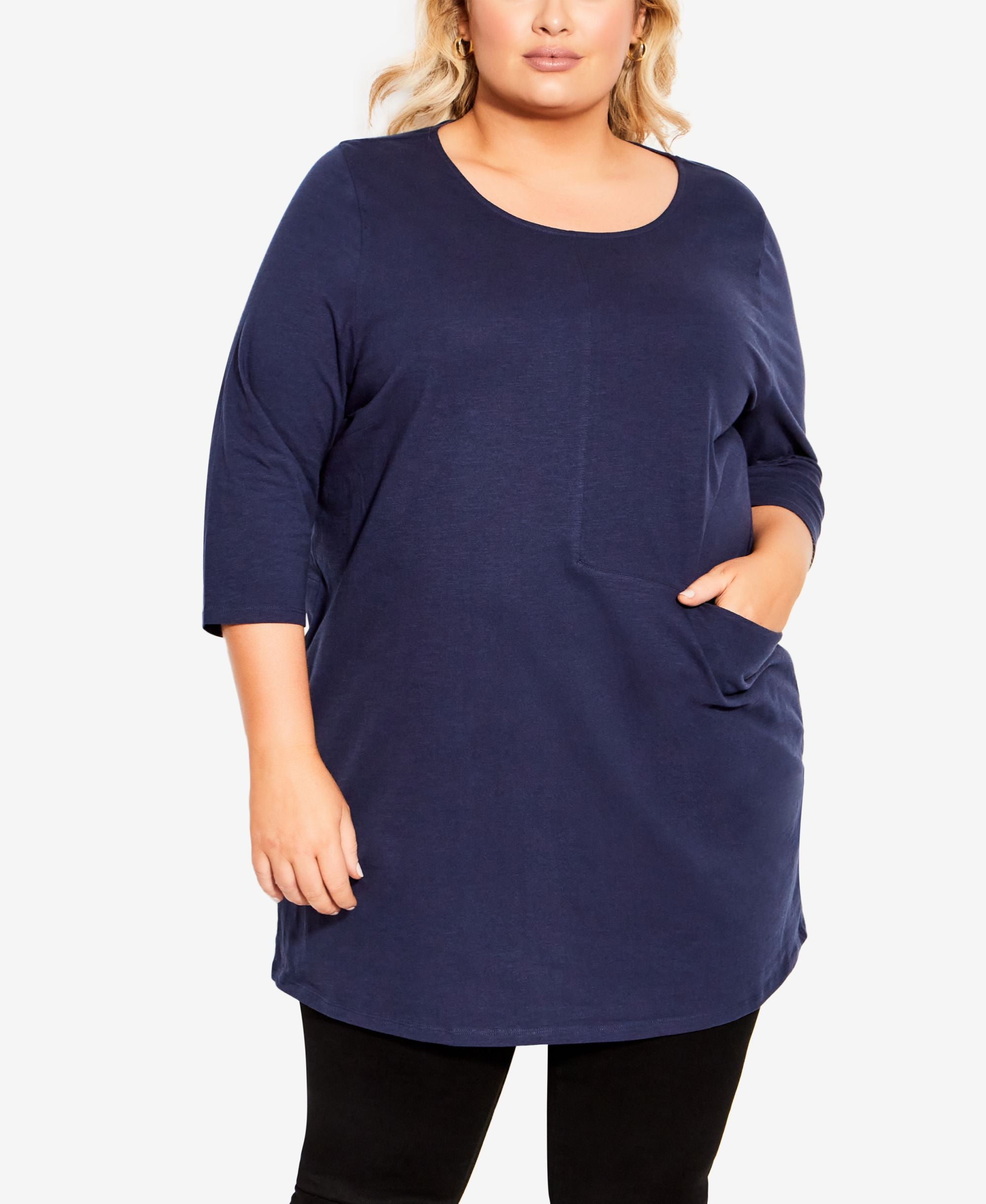 Avenue Plus Size Pickstix Plain Tunic Top