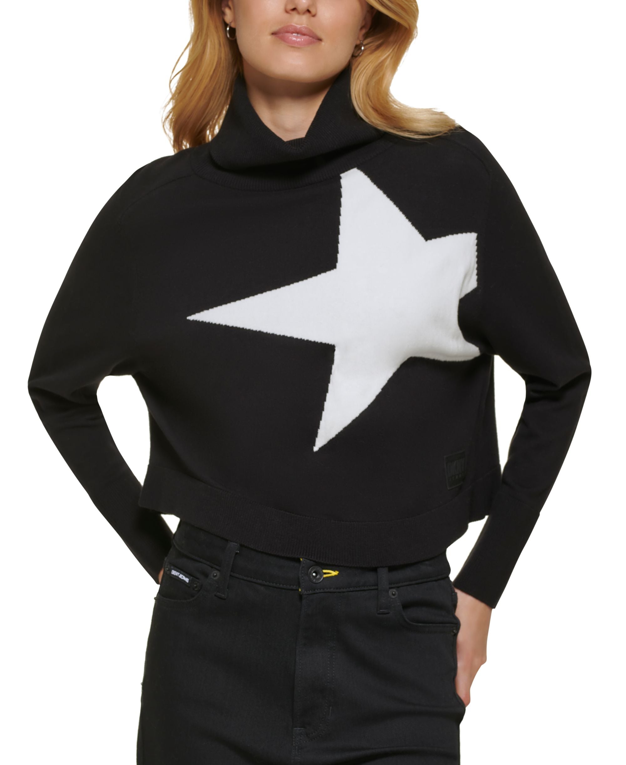Women's Jacquard Star-Graphic Turtleneck Sweater
