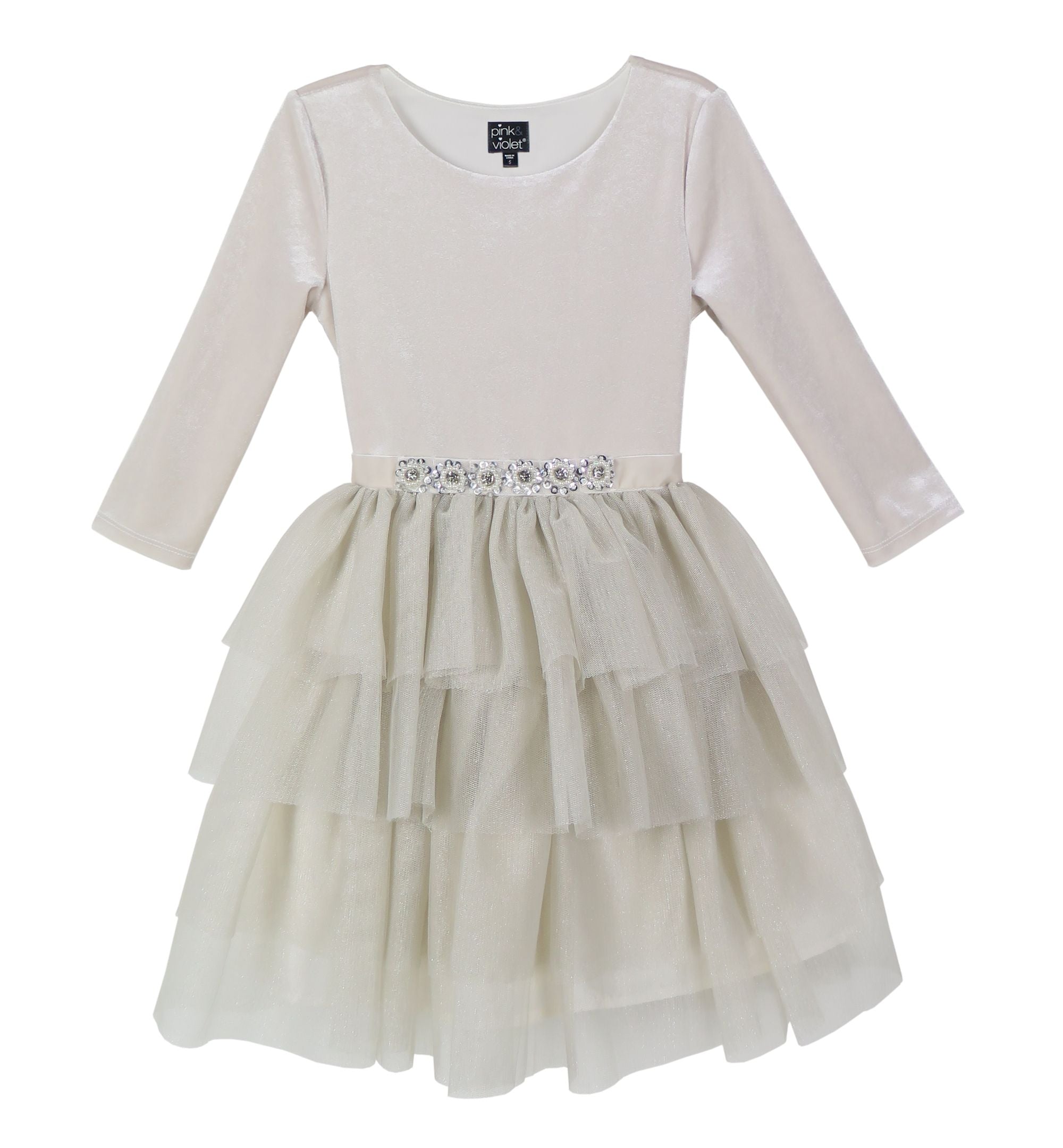 Big Girls Velvet Bodice Shimmer Mesh Skirt Dress