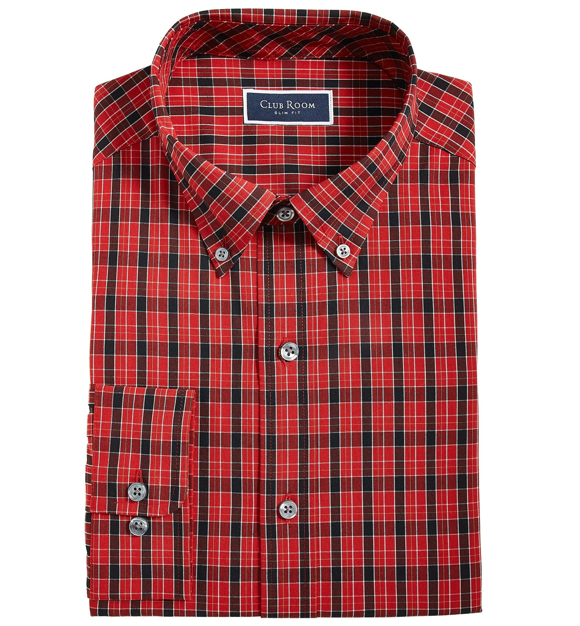 Club Room Mens Plaid Dress Shirt