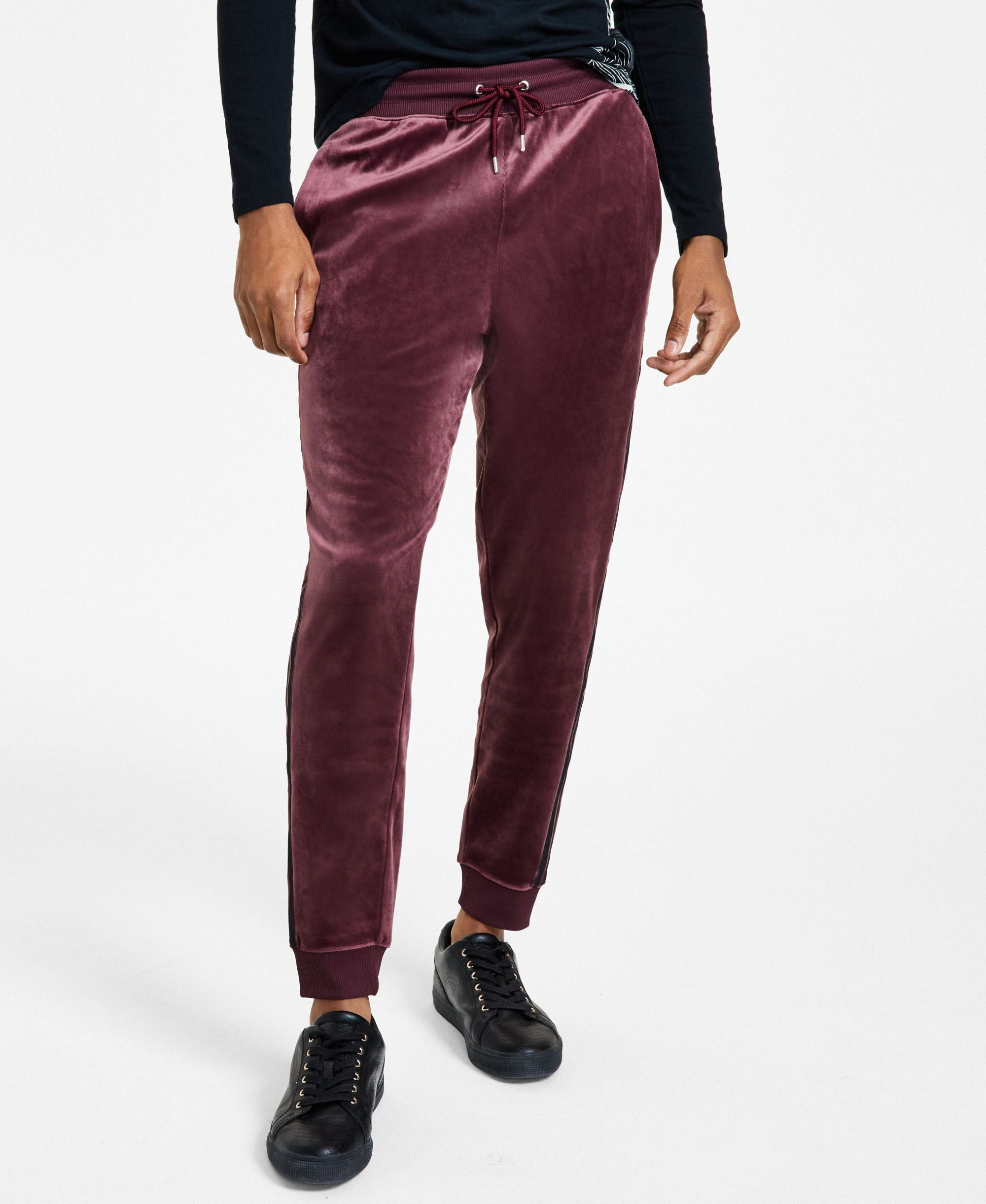 I.N.C. International Concepts Men's Regular-Fit Side Stripe Velour Joggers