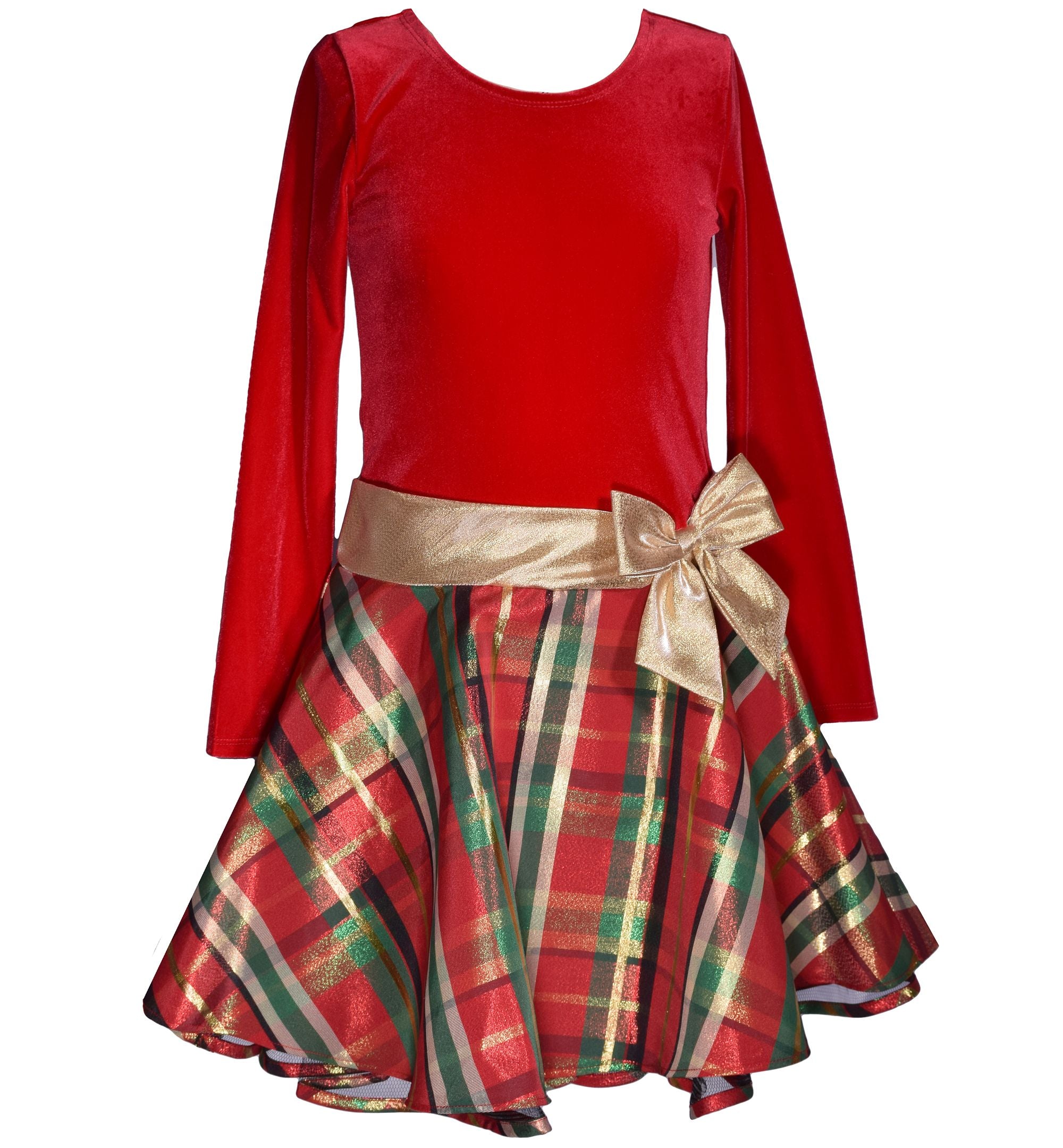 Bonnie Jean Big Girls Velvet Bodice To Plaid Skirt Dress