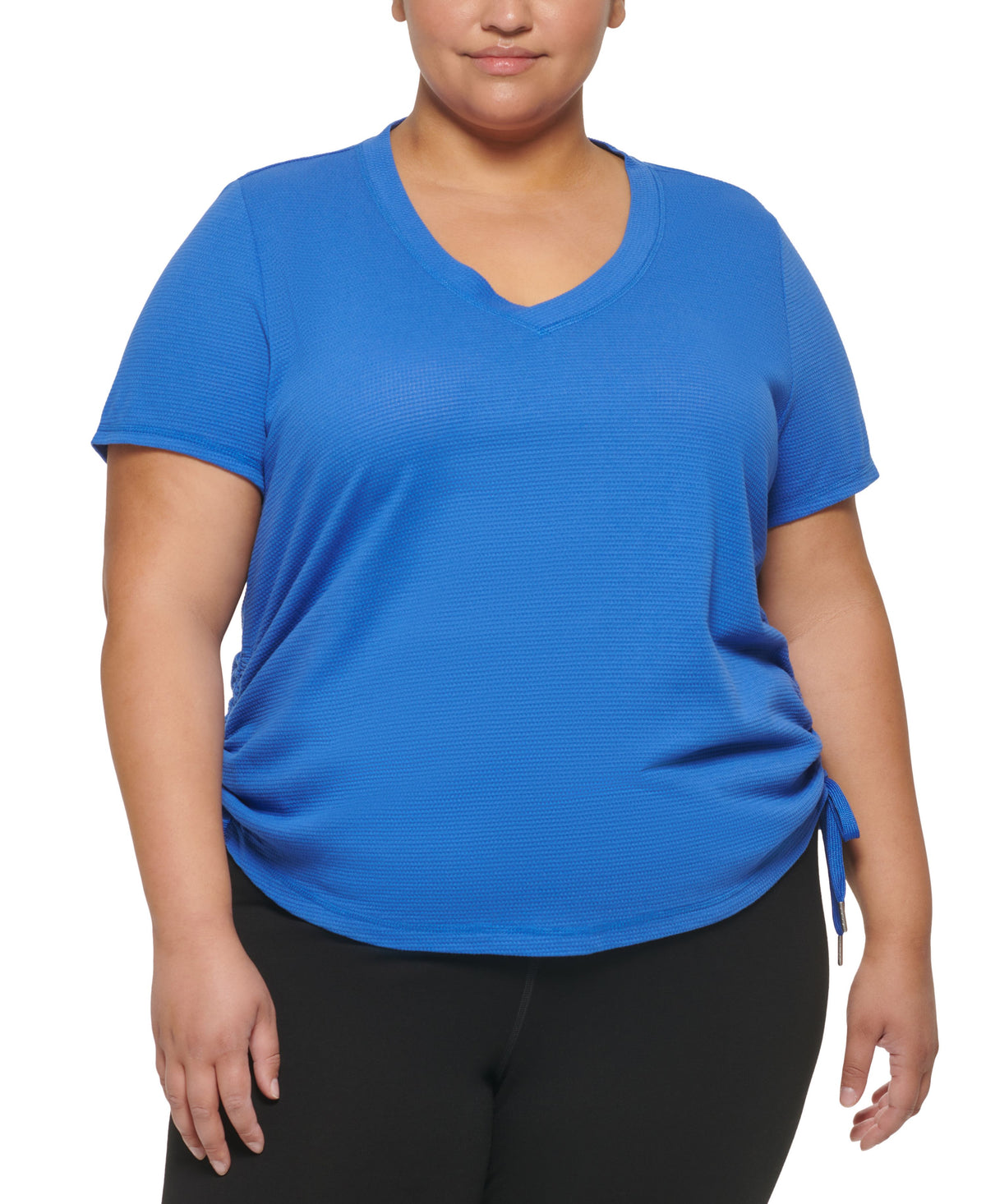 Plus Size Textured Side Ruched T-Shirt