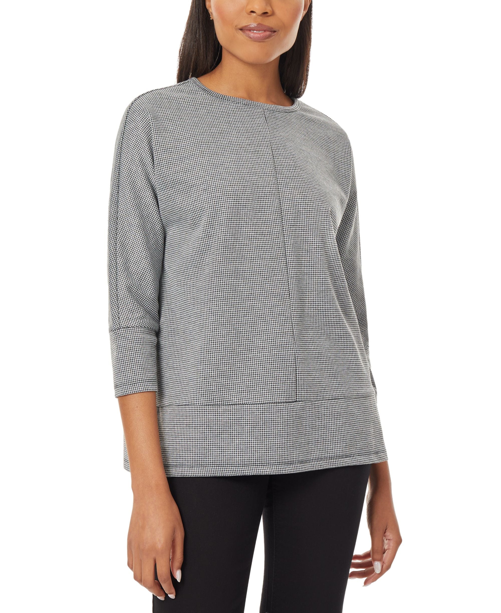 Women's Houndstooth Dolman Sleeve Tunic Top
