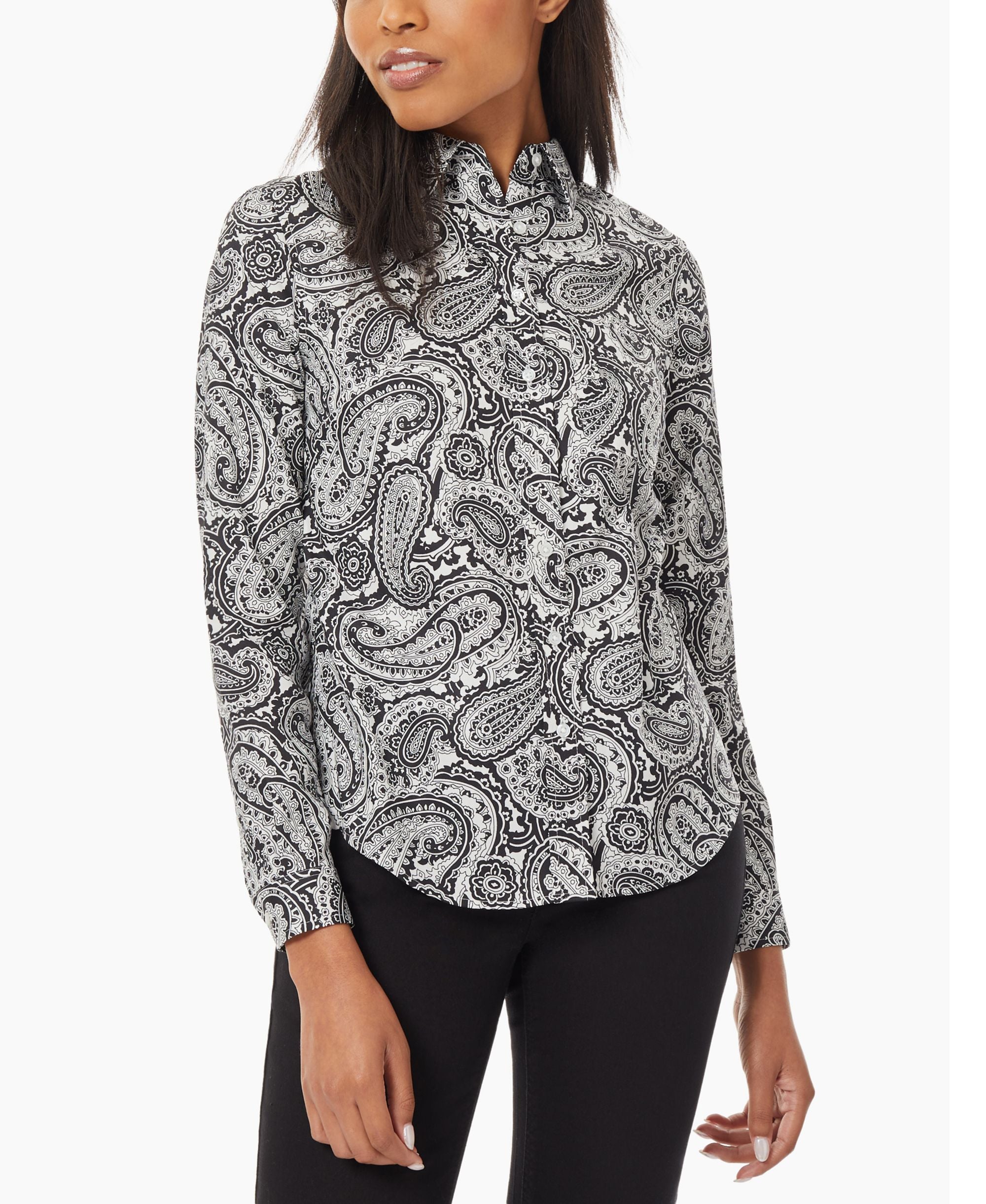 Women's Easy Care Button Up Long Sleeve Blouse