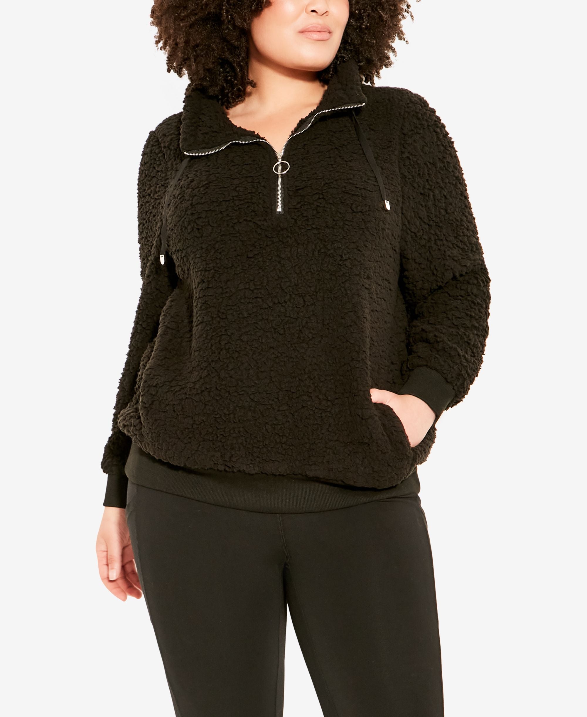 Avenue Plus Size Teddy Fleece Sweat Top