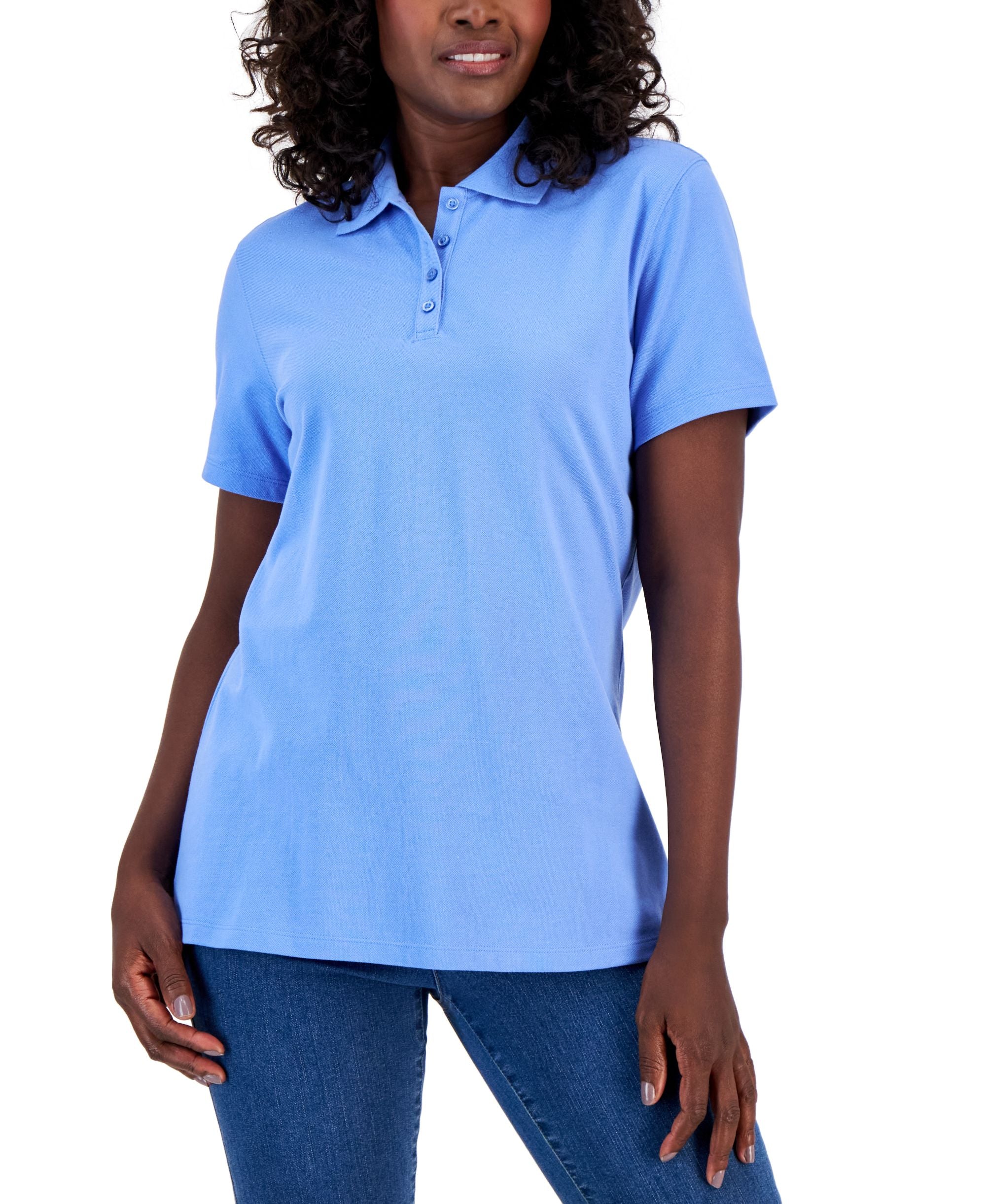 Karen Scott Petite Knit Cotton Polo