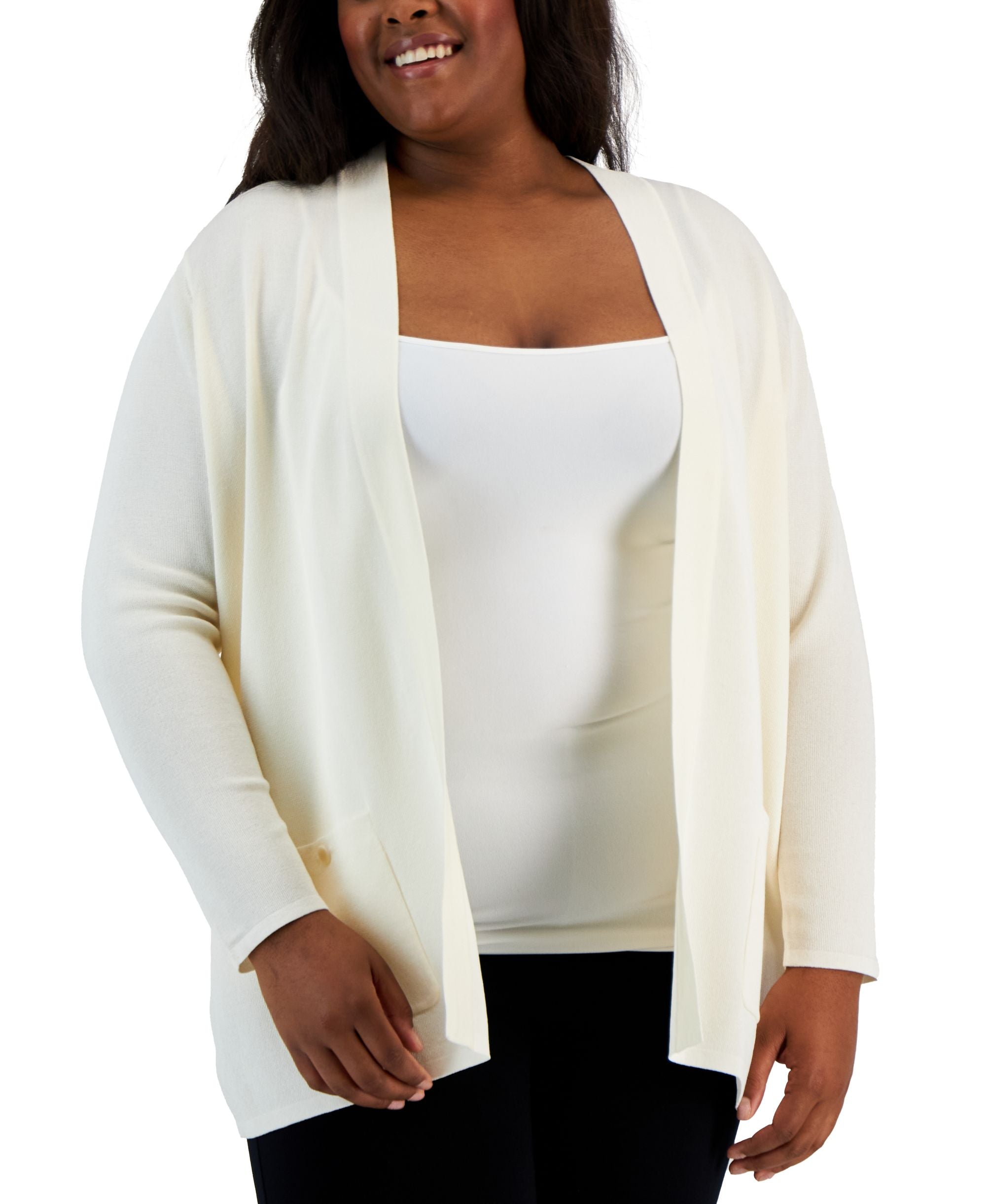 Plus Size Open-Front Cardigan
