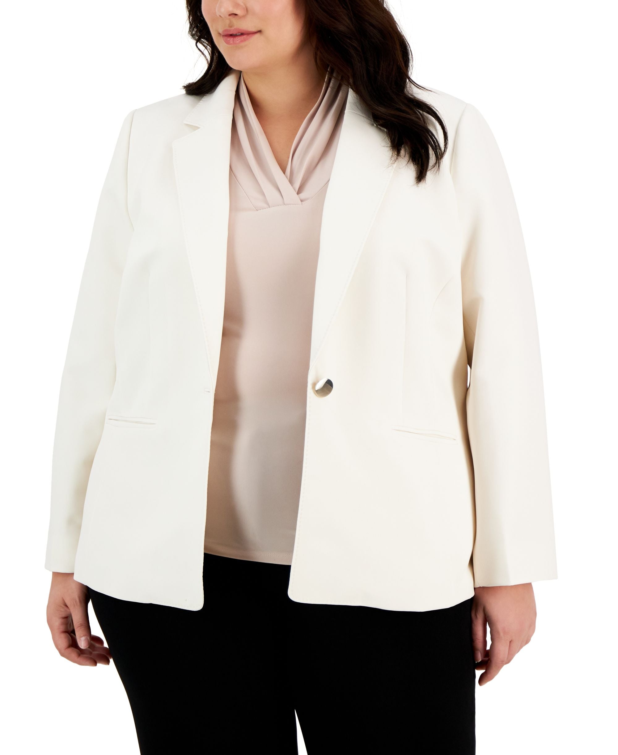 Plus Size Contour Stretch One-Button Jacket