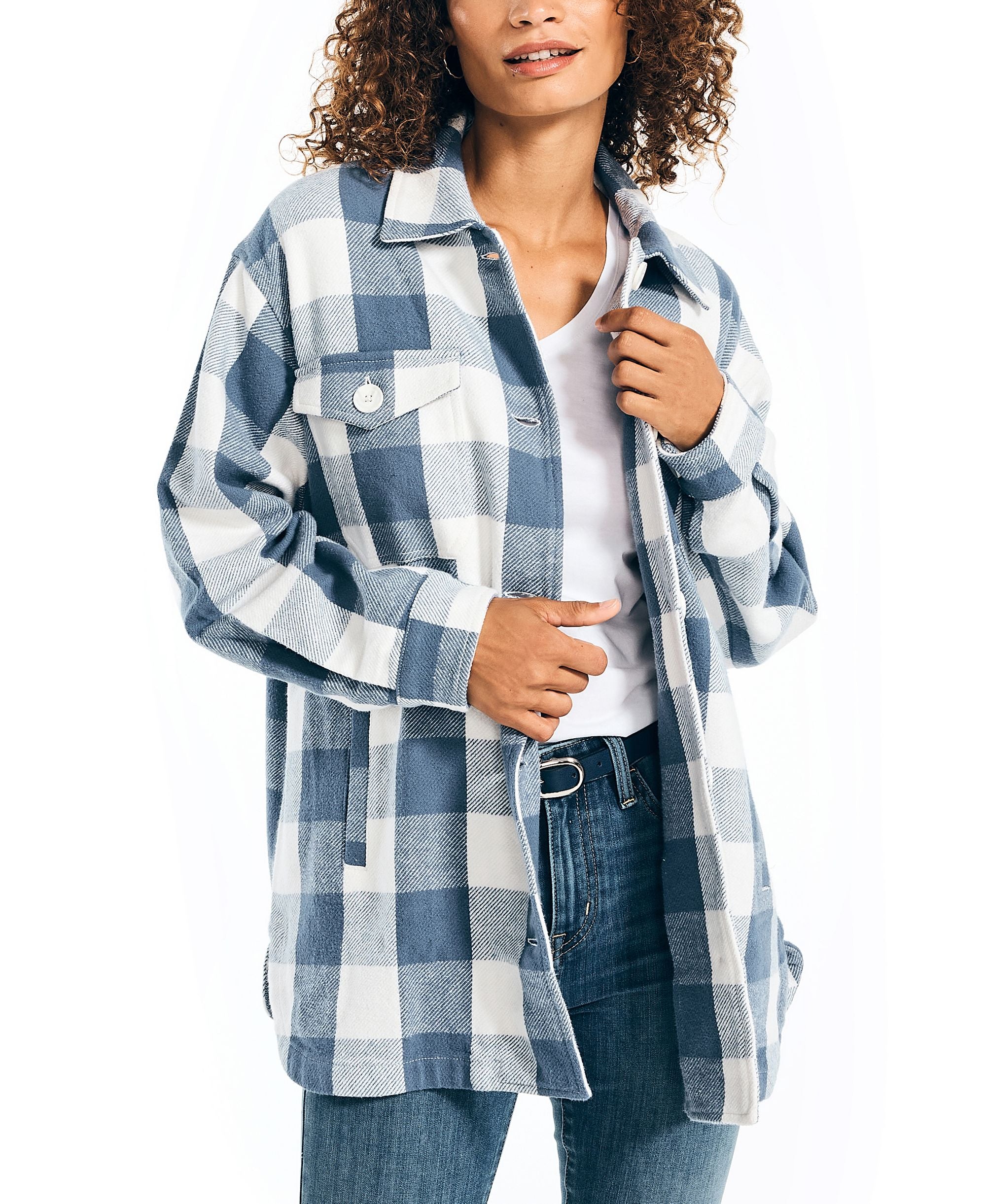 Nautica Womens Buffalo Plaid Shirt Jacket