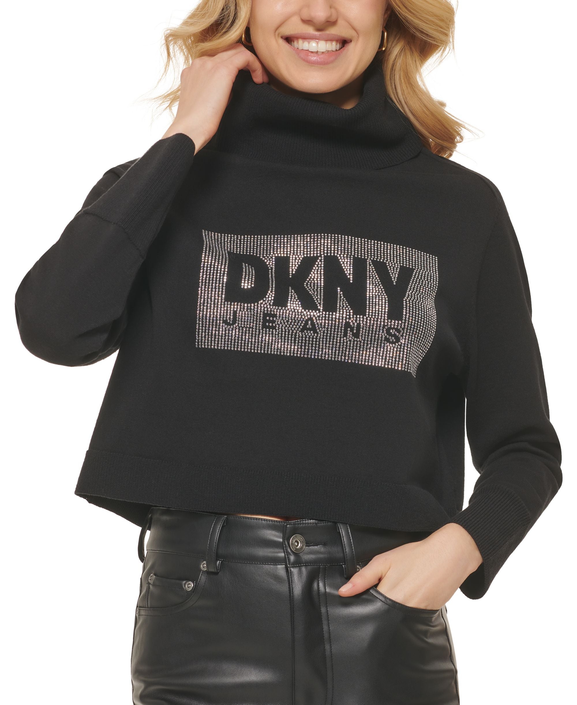 Women's Embellished Cropped Turtleneck Sweater