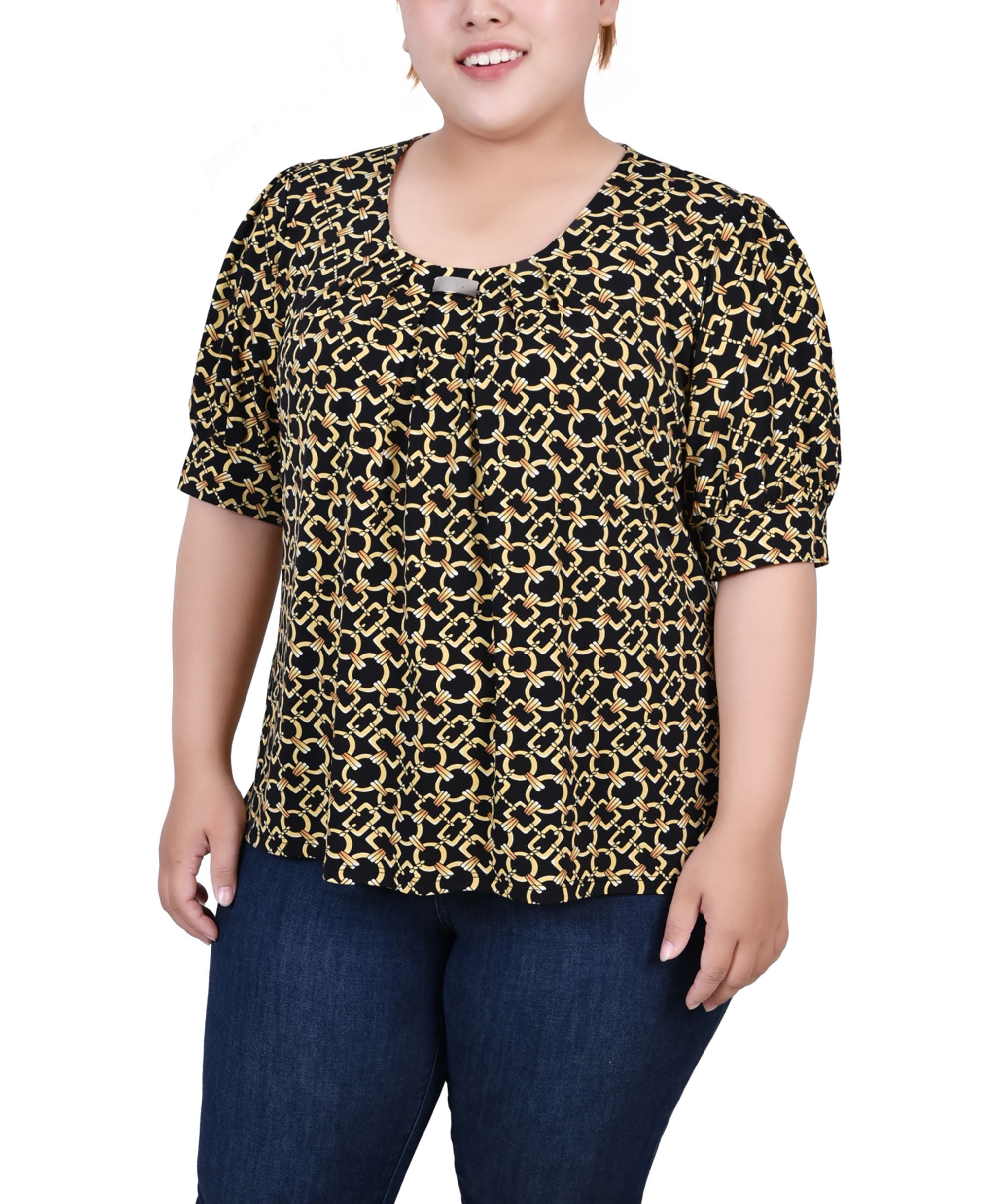 Plus Size Short Sleeve Balloon Sleeve Top