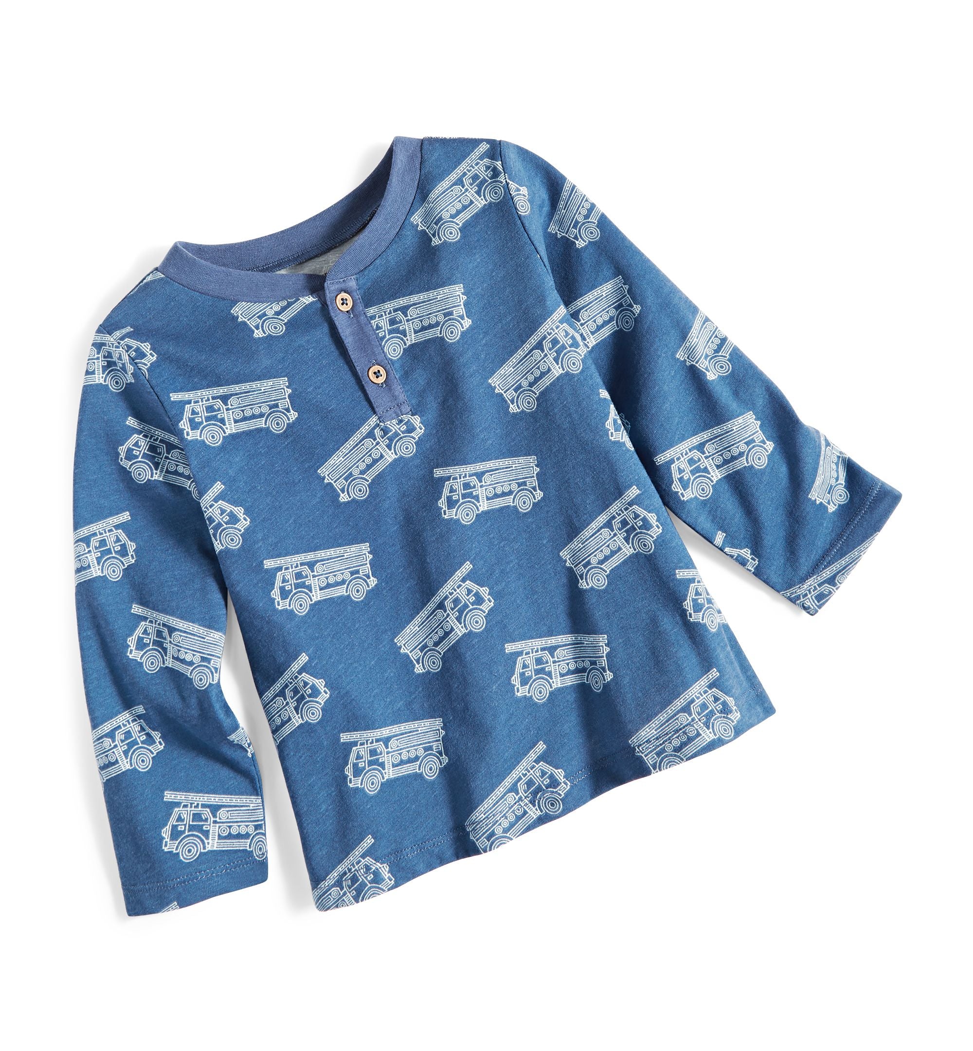 First Impressions Baby Boys Fire Truck Long Sleeve Henley Shirt